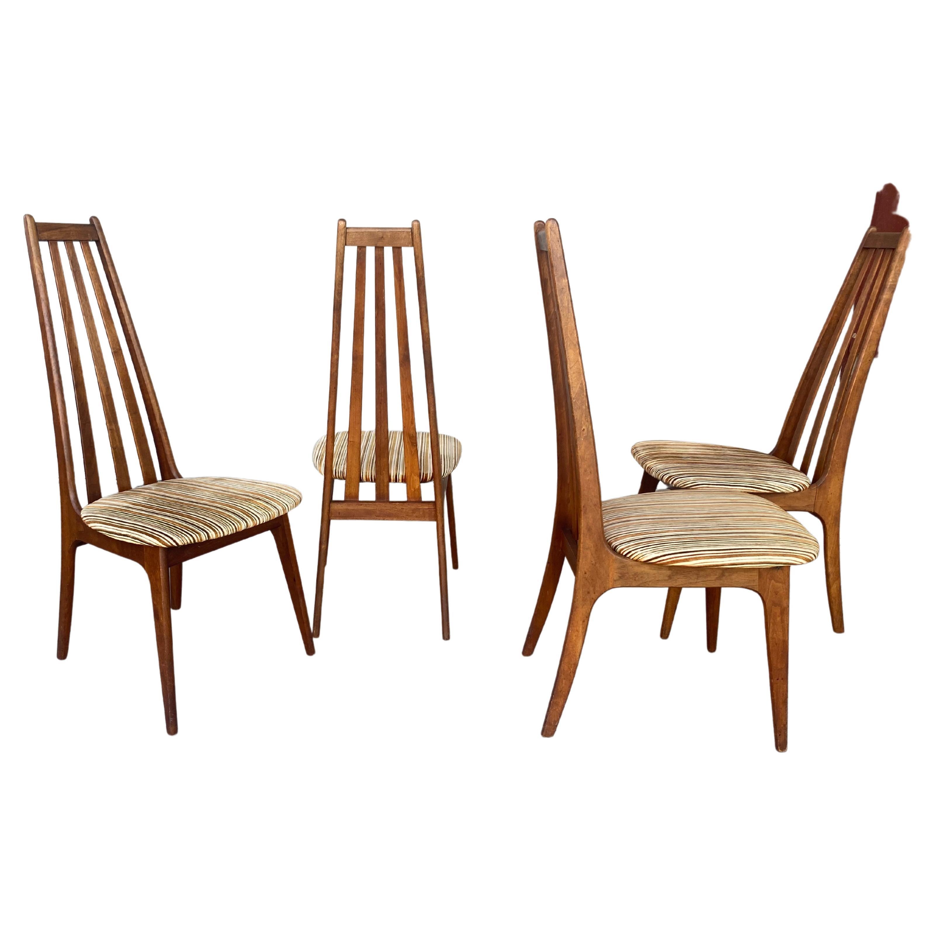 Set 4 Modernist High Back Walnut Dining Chairs by Adrian Pearsall