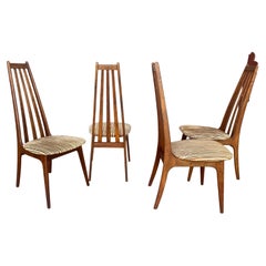 Vintage Set 4 Modernist High Back Walnut Dining Chairs by Adrian Pearsall