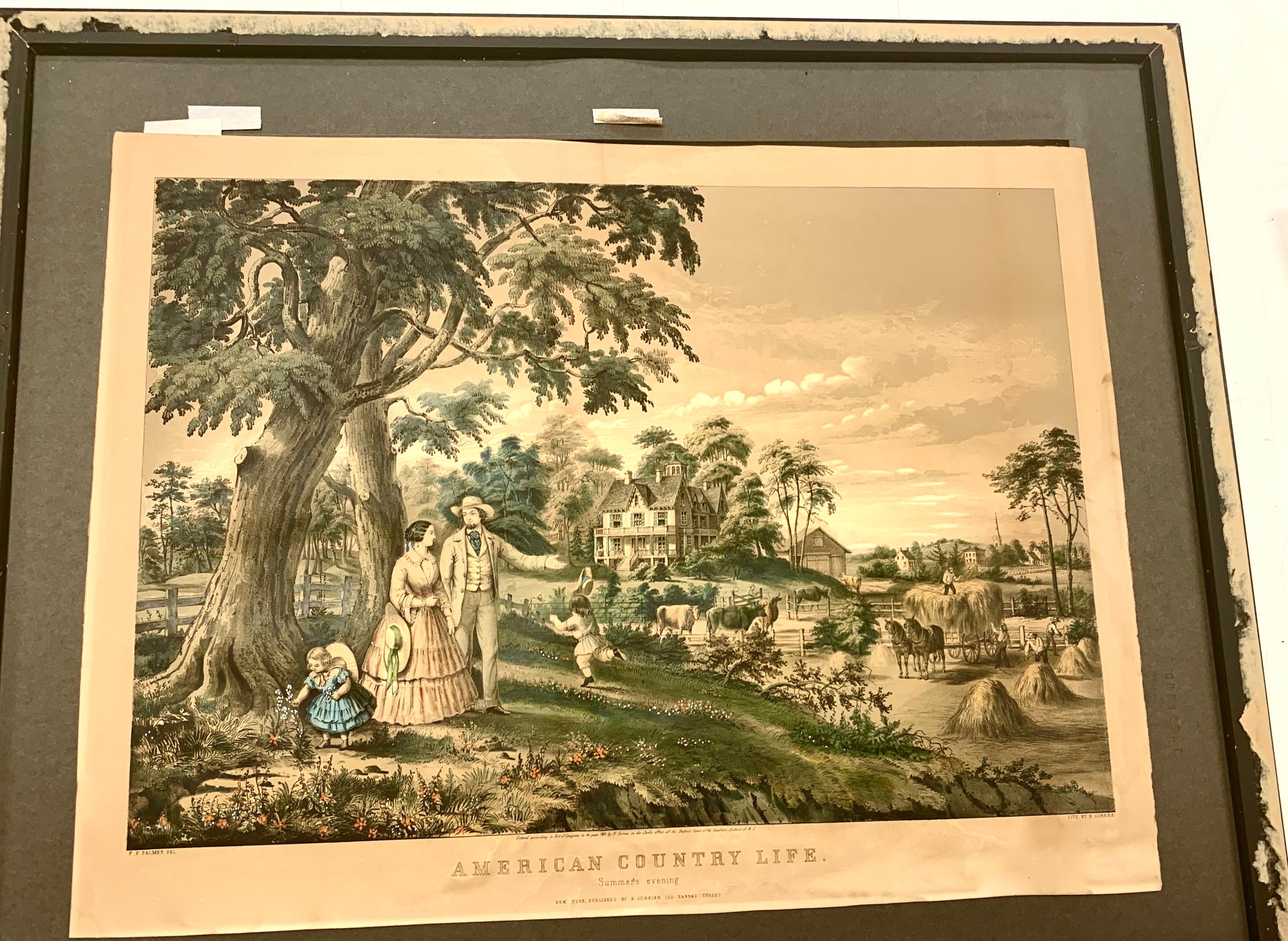Set (4) litografie di Nathaniel Currier Vita di campagna americana - Four Seasons C1855 in vendita 6