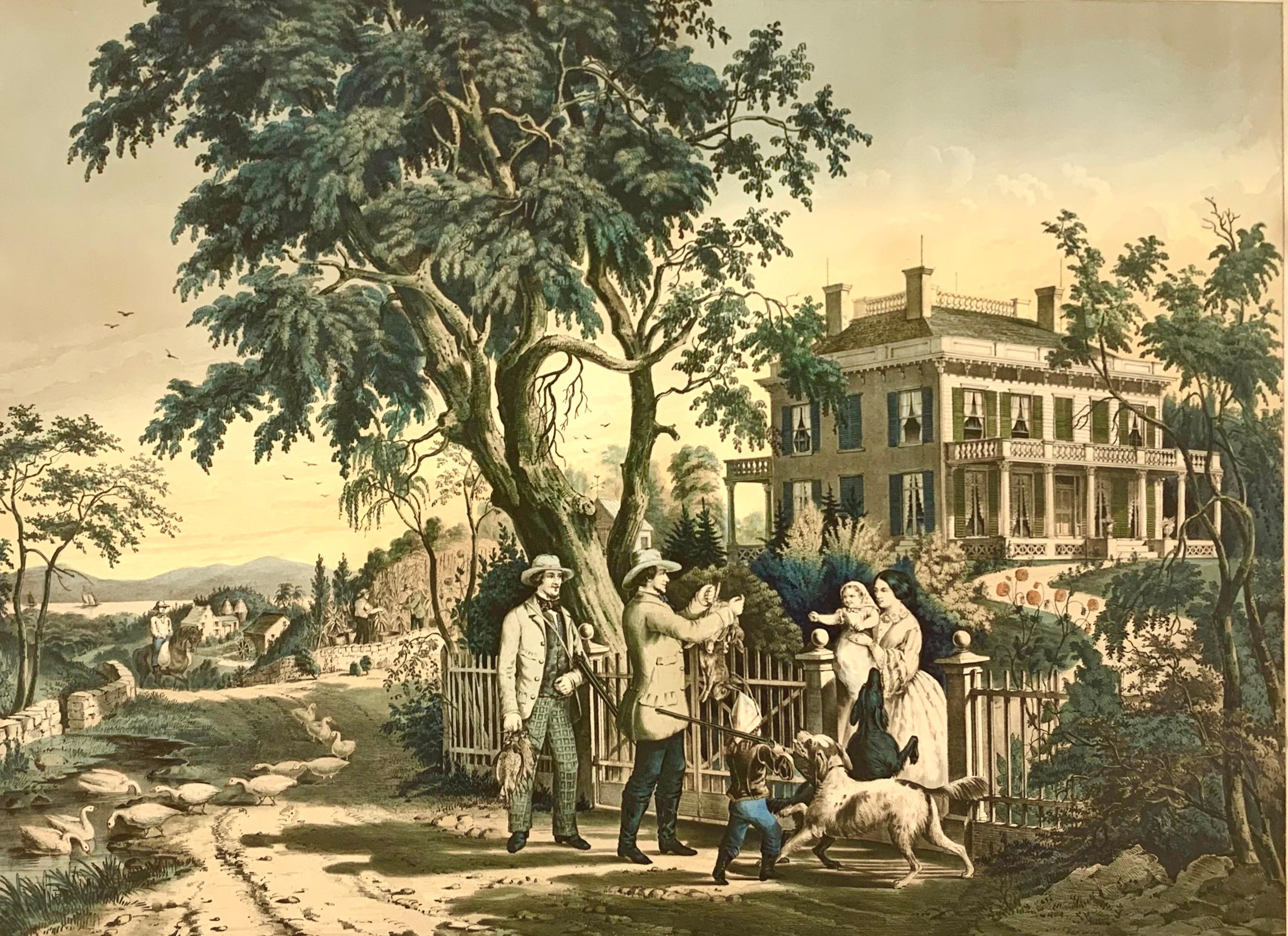 Set (4) litografie di Nathaniel Currier Vita di campagna americana - Four Seasons C1855 in vendita 7