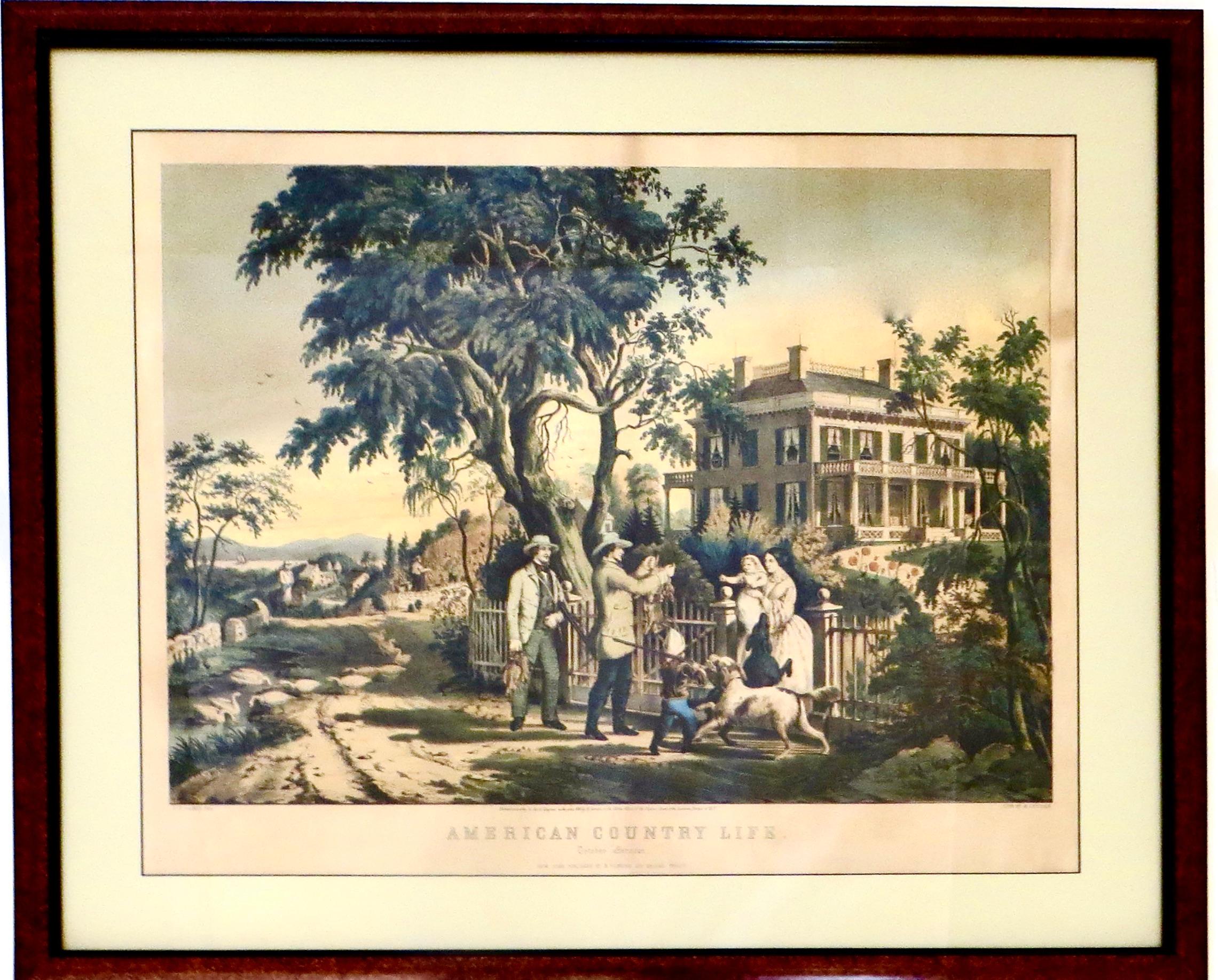 Set (4) litografie di Nathaniel Currier Vita di campagna americana - Four Seasons C1855 in vendita 8
