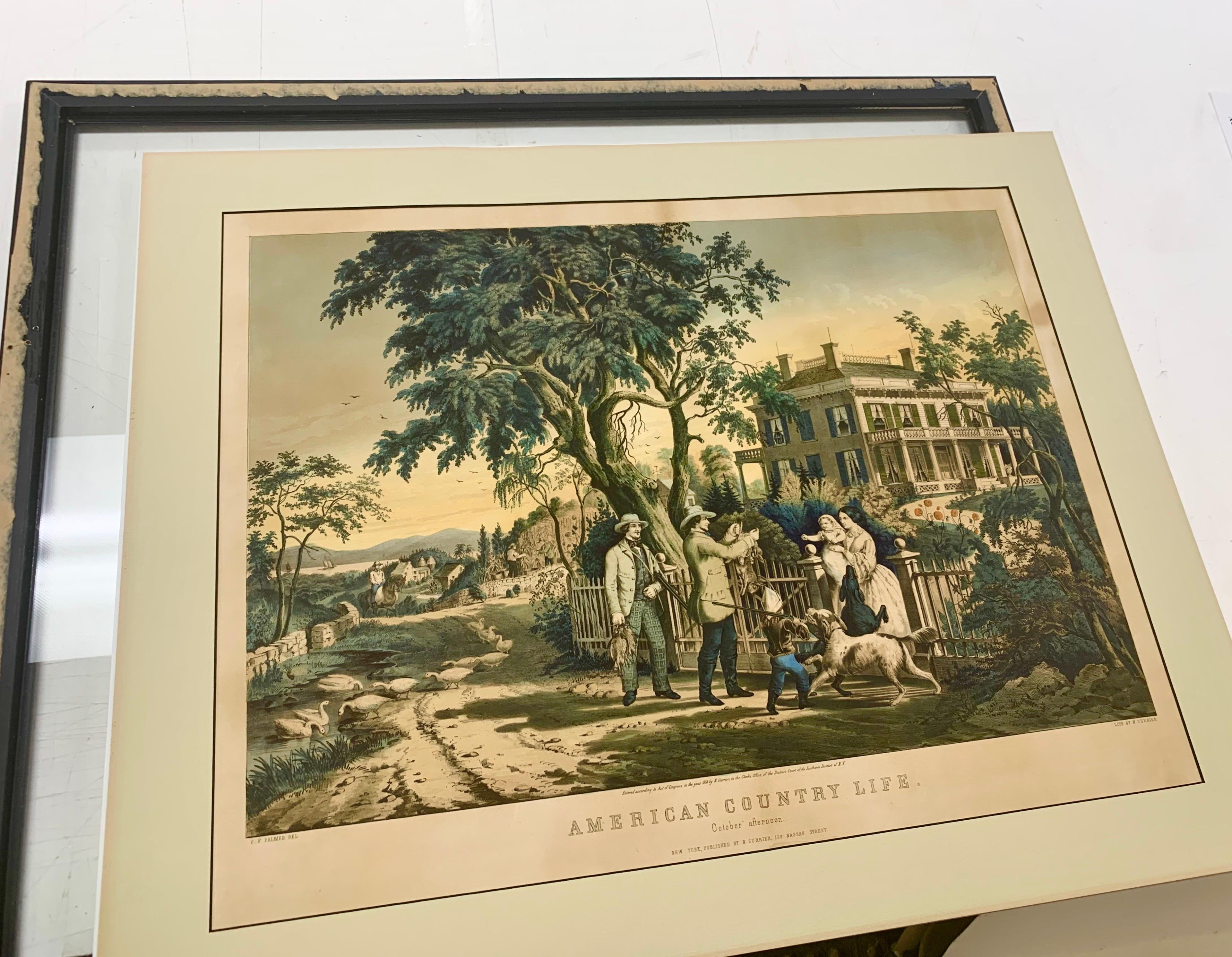 Set (4) litografie di Nathaniel Currier Vita di campagna americana - Four Seasons C1855 in vendita 10