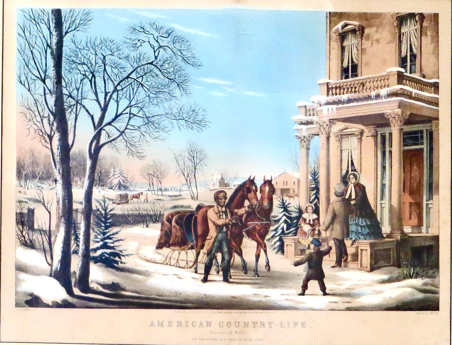 Set (4) litografie di Nathaniel Currier Vita di campagna americana - Four Seasons C1855 in vendita 2