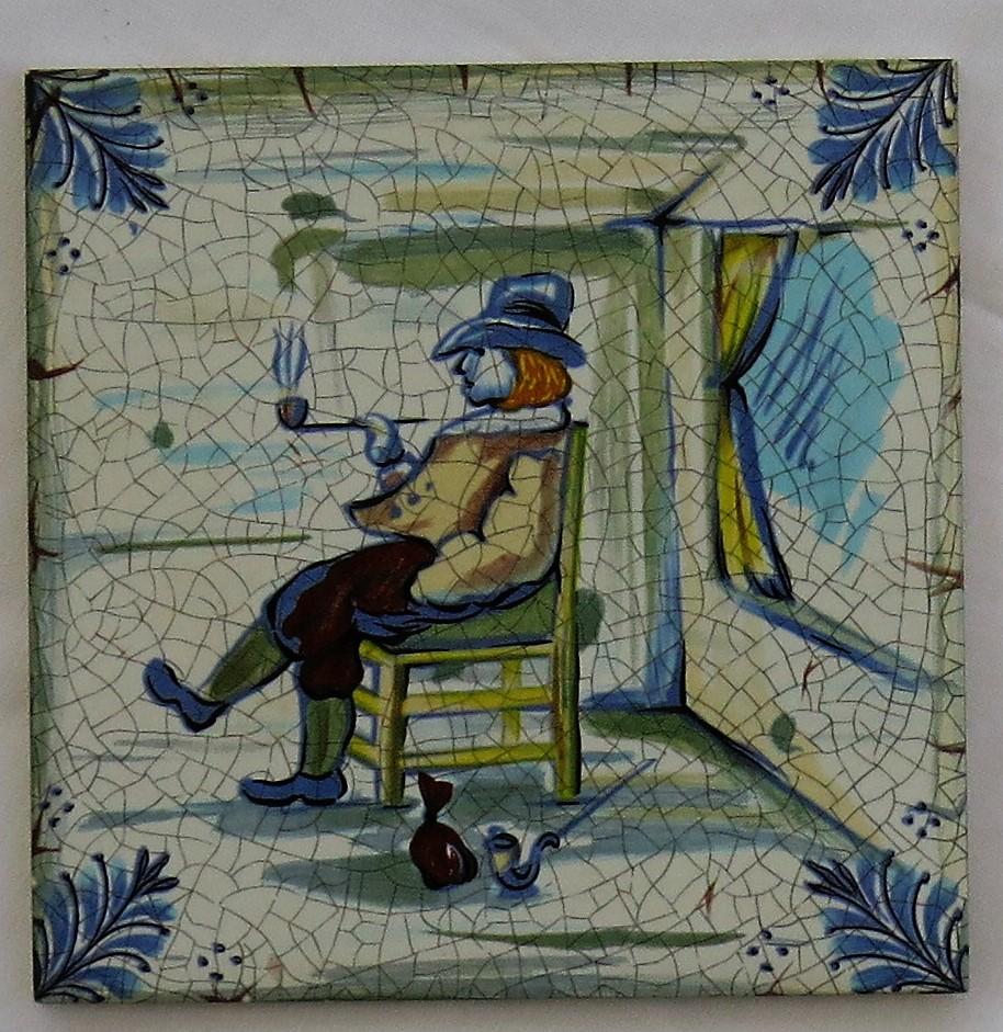 Set of Eleven Ceramic Wall Tiles Square by Servais of Germany Set 4, circa 1950 5