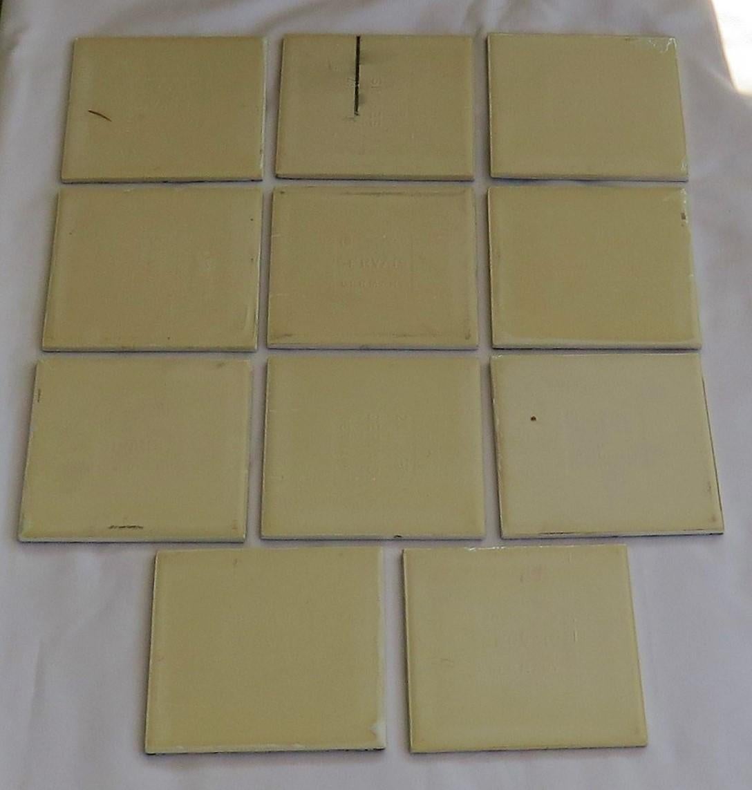 Set of Eleven Ceramic Wall Tiles Square by Servais of Germany Set 4, circa 1950 12