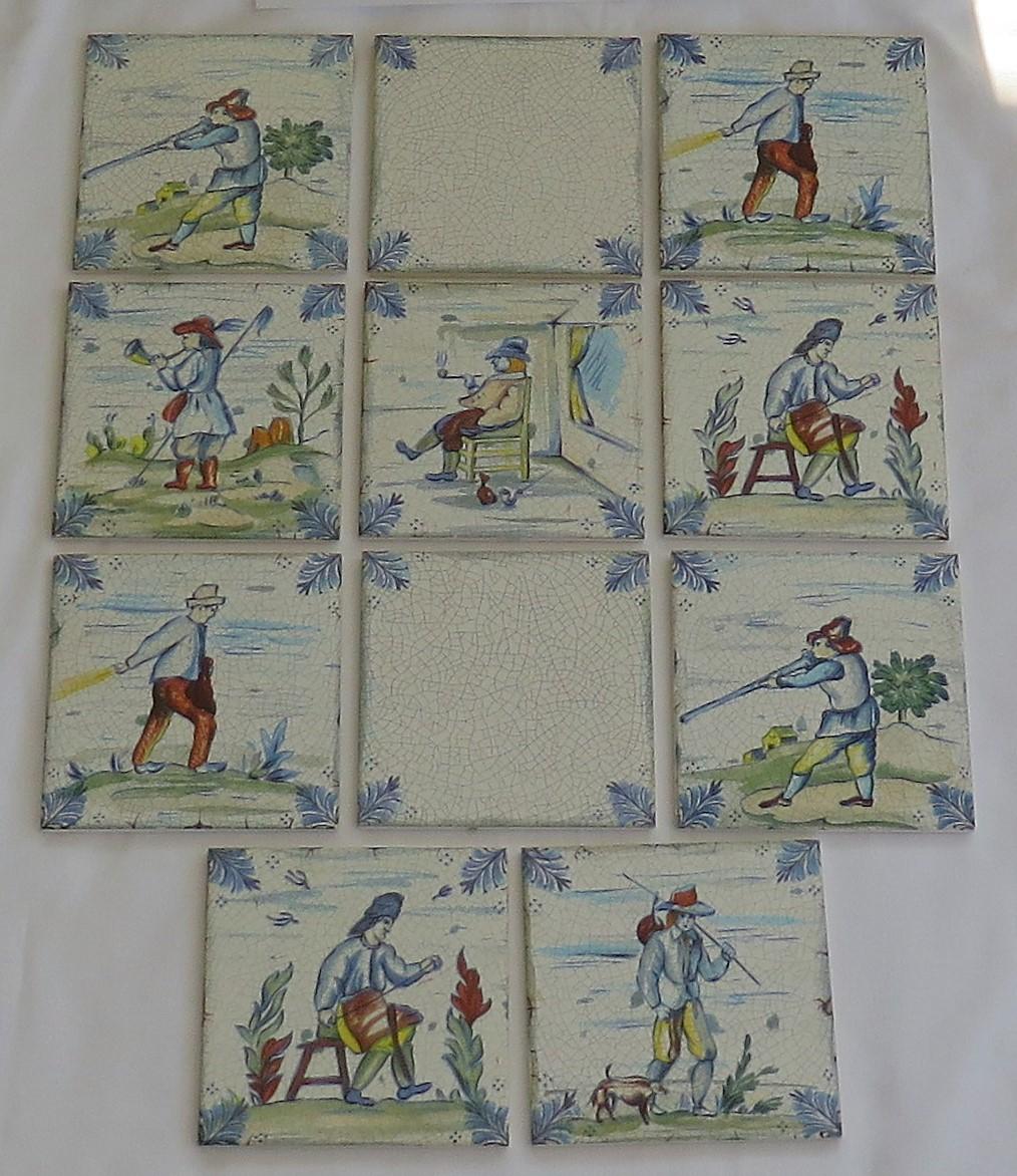 These are a good set of eleven glazed ceramic wall tiles, all with a countryside theme, manufactured by Servais of Germany and dating to the mid-20th century, circa 1950. 

We have four sets of Eleven tiles per set and this is set 4

Each tile is