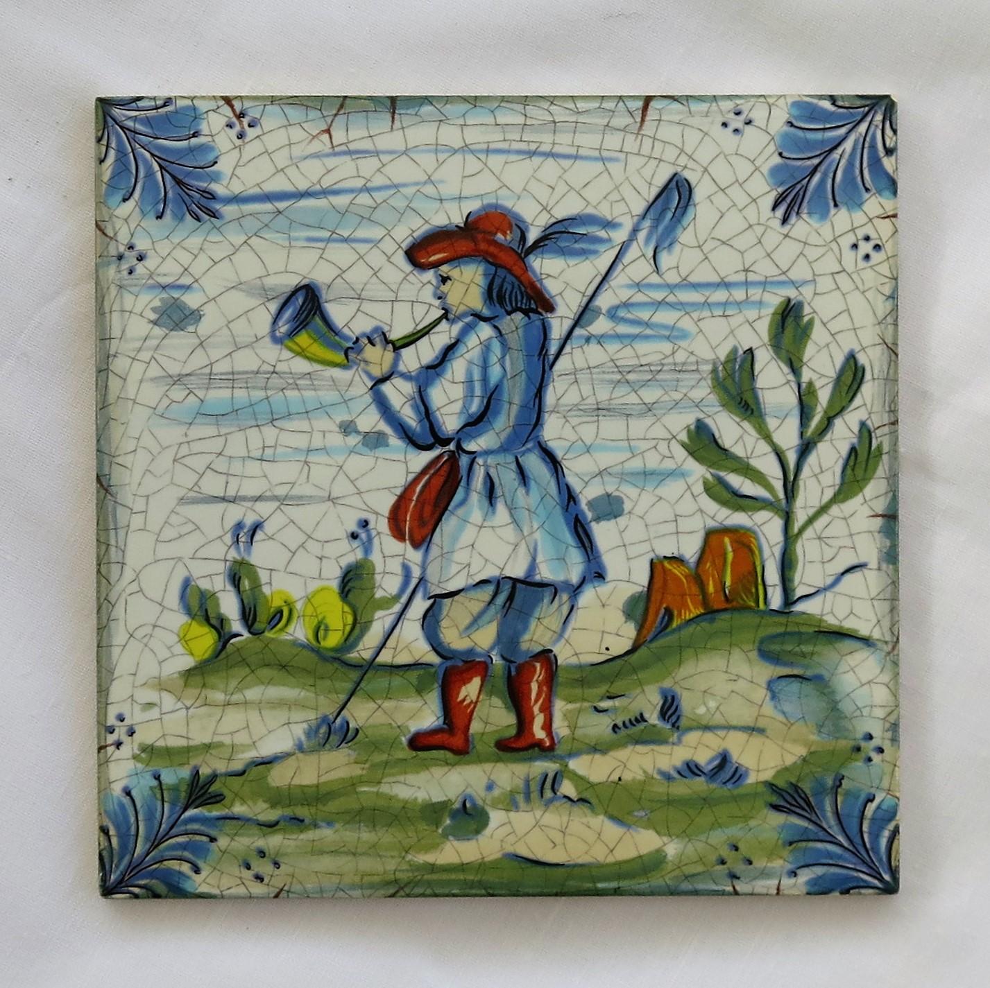 Glazed Set of Eleven Ceramic Wall Tiles Square by Servais of Germany Set 4, circa 1950