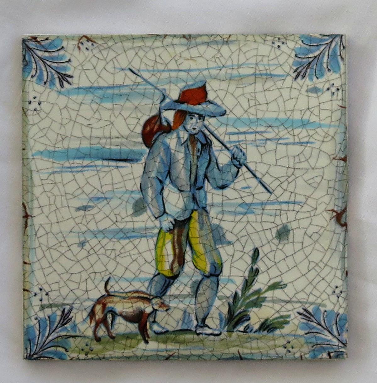 20th Century Set of Eleven Ceramic Wall Tiles Square by Servais of Germany Set 4, circa 1950