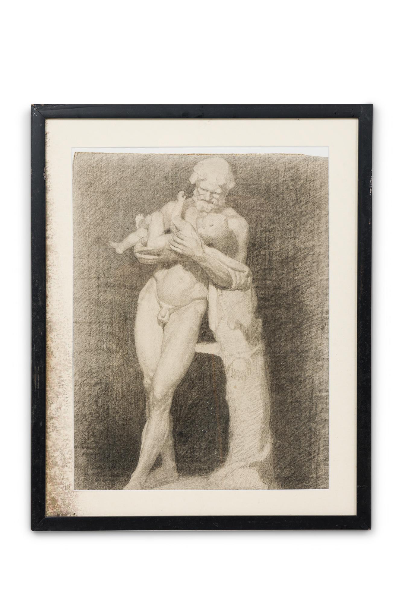 Satz 4 Altmeister mattiert  Skupturalfiguren in schwarzen Rahmen (PREIS IM SET)