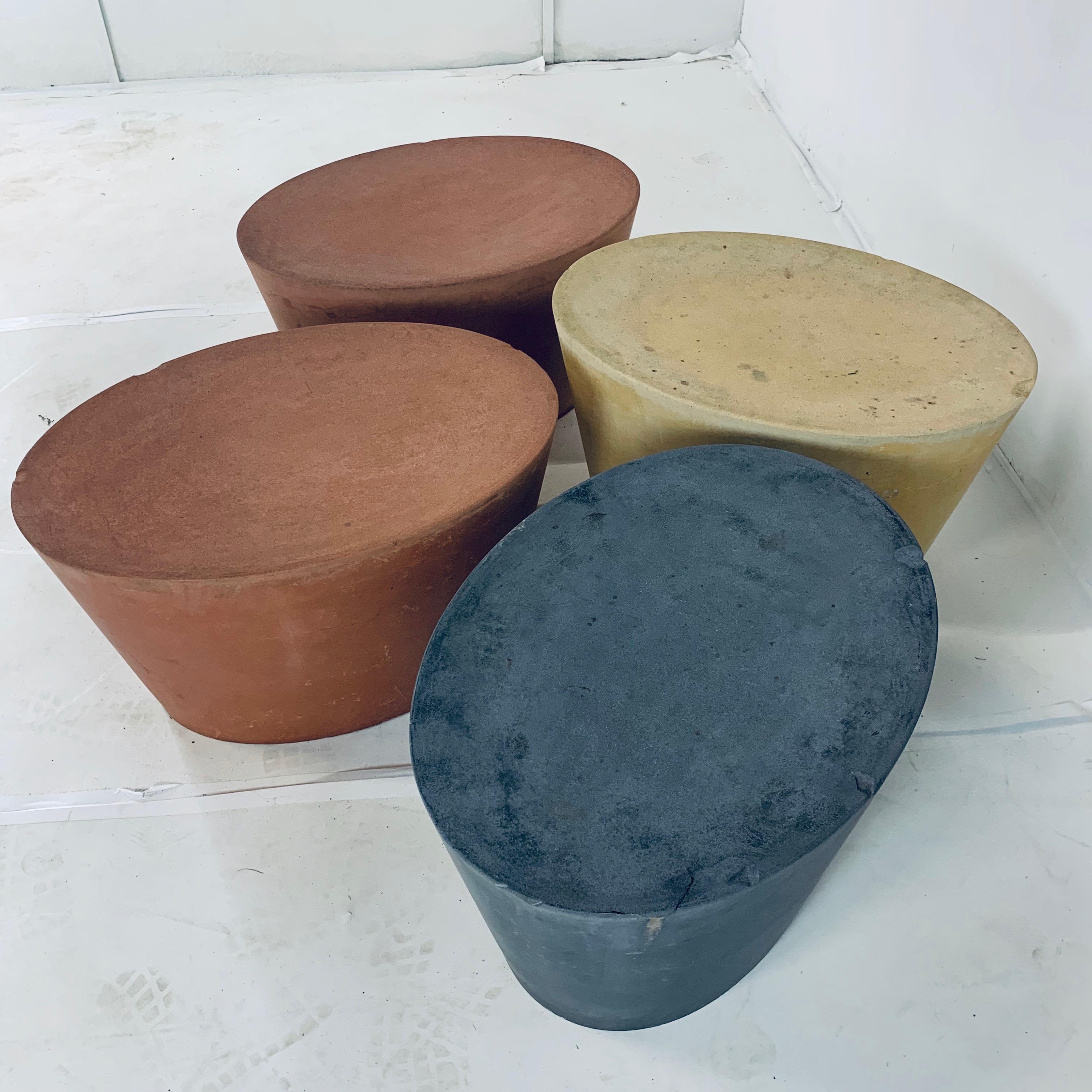 Set 4 Original & Rare Maya Lin for Knoll Studio Concrete Stone Stools All Colors 4
