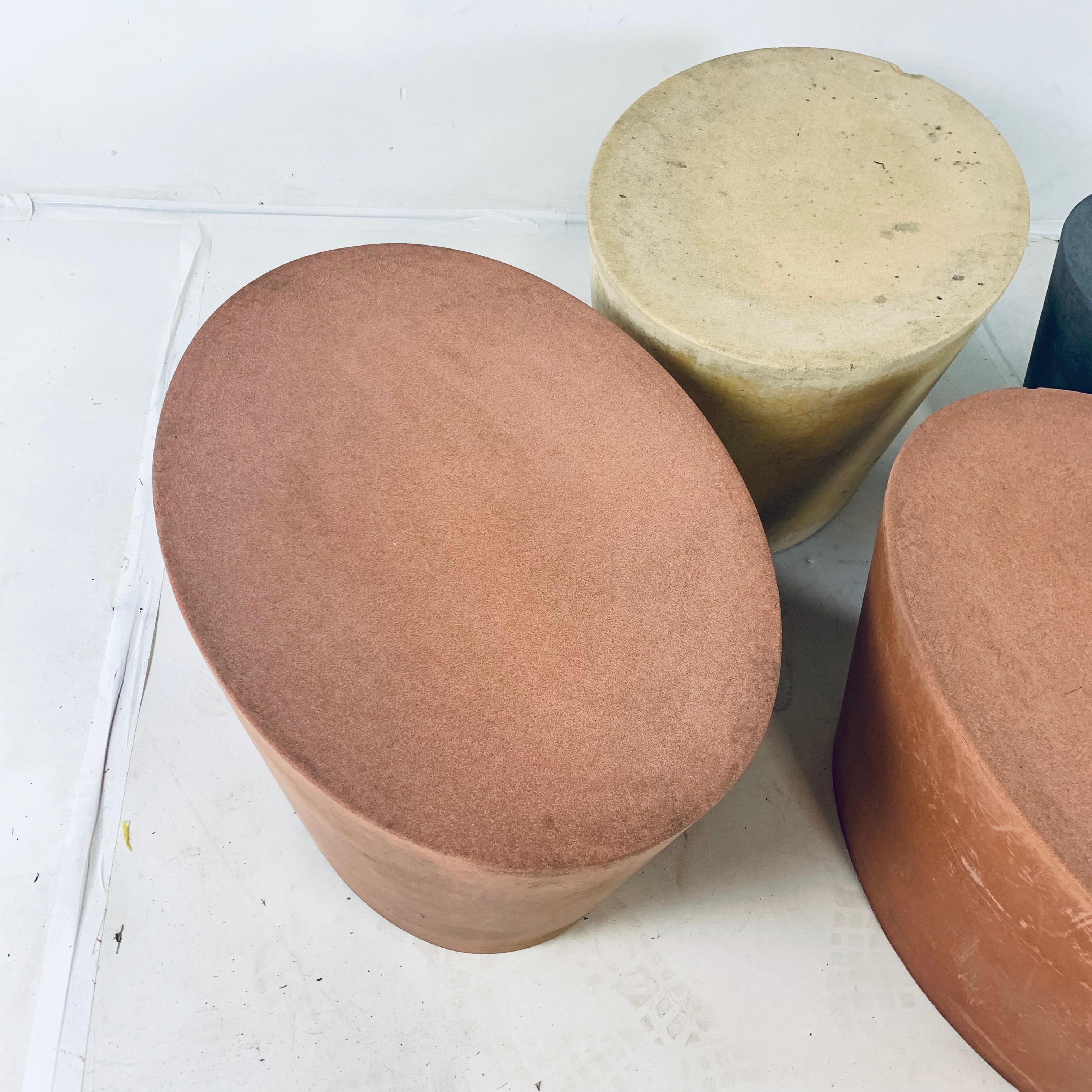 Set 4 Original & Rare Maya Lin for Knoll Studio Concrete Stone Stools All Colors In Good Condition In Hudson, NY
