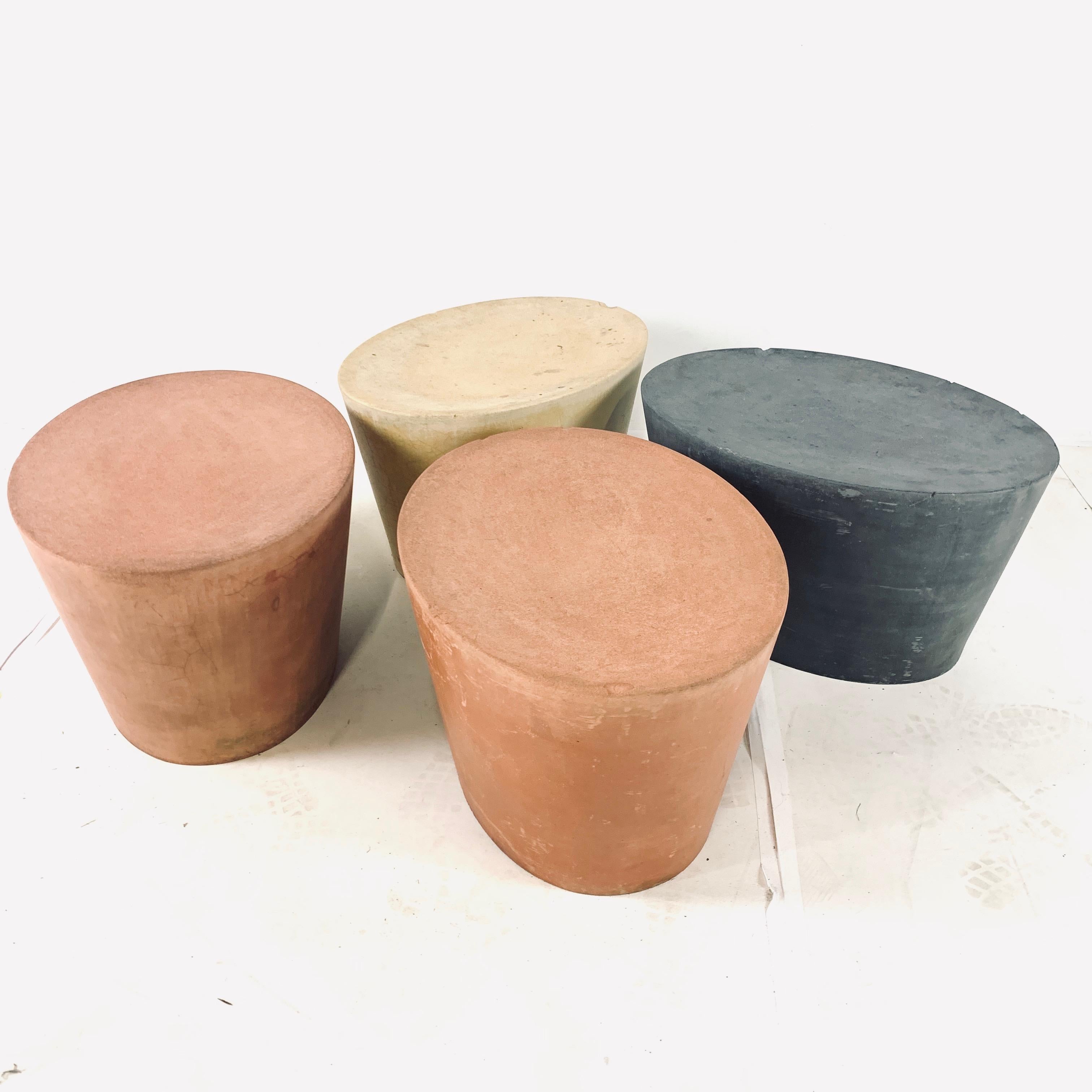 Set 4 Original & Rare Maya Lin for Knoll Studio Concrete Stone Stools All Colors 1