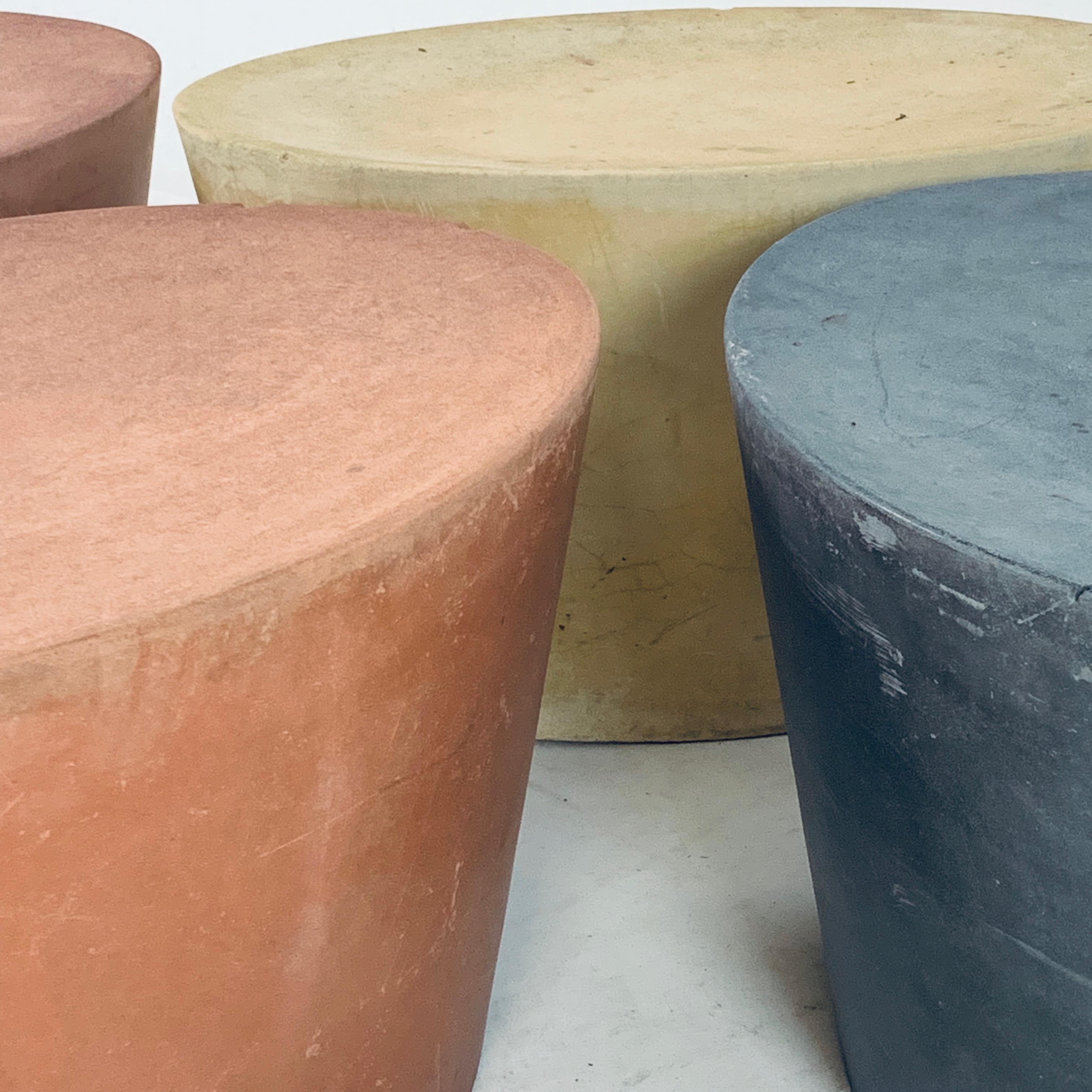 Set 4 Original & Rare Maya Lin for Knoll Studio Concrete Stone Stools All Colors 2