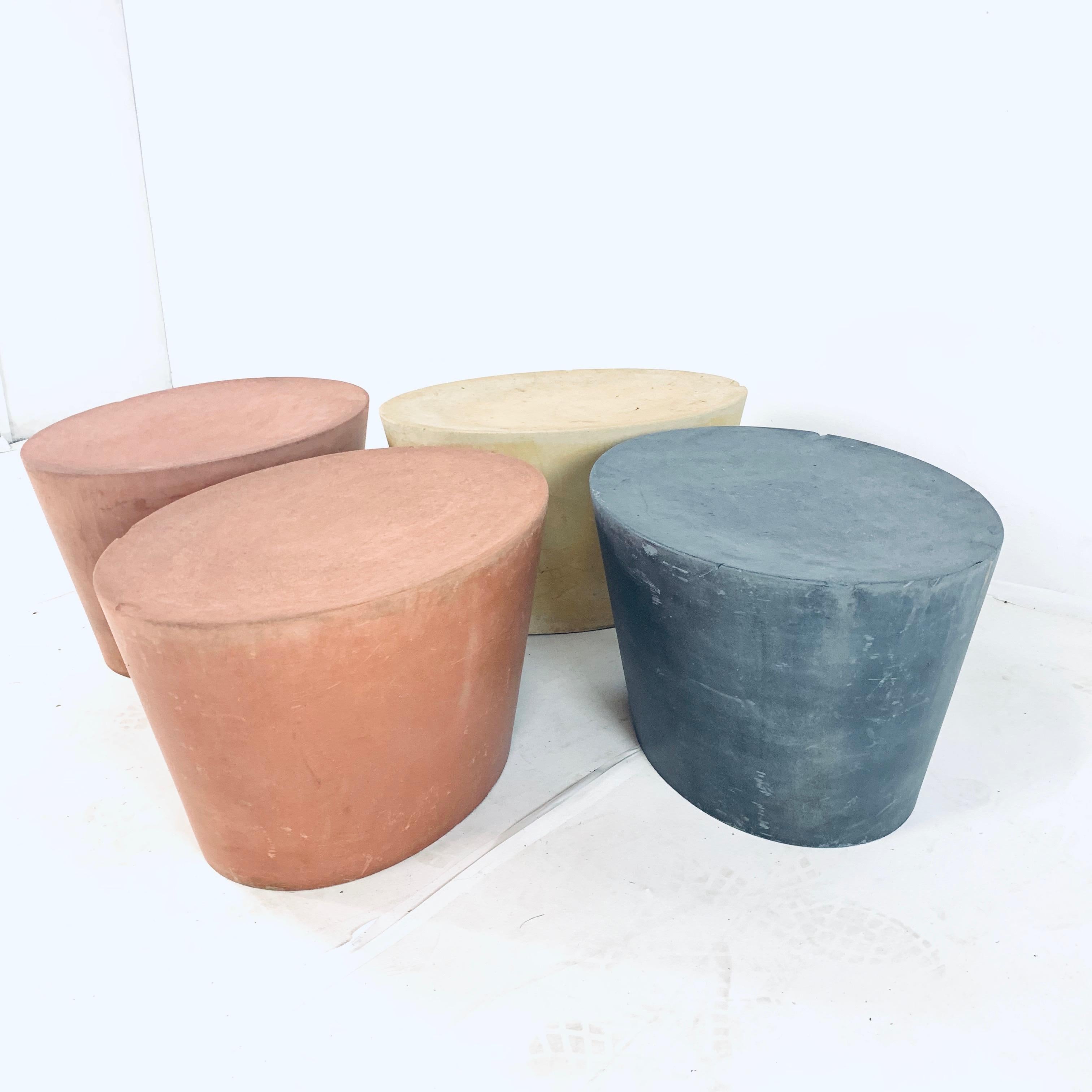 Set 4 Original & Rare Maya Lin for Knoll Studio Concrete Stone Stools All Colors 3