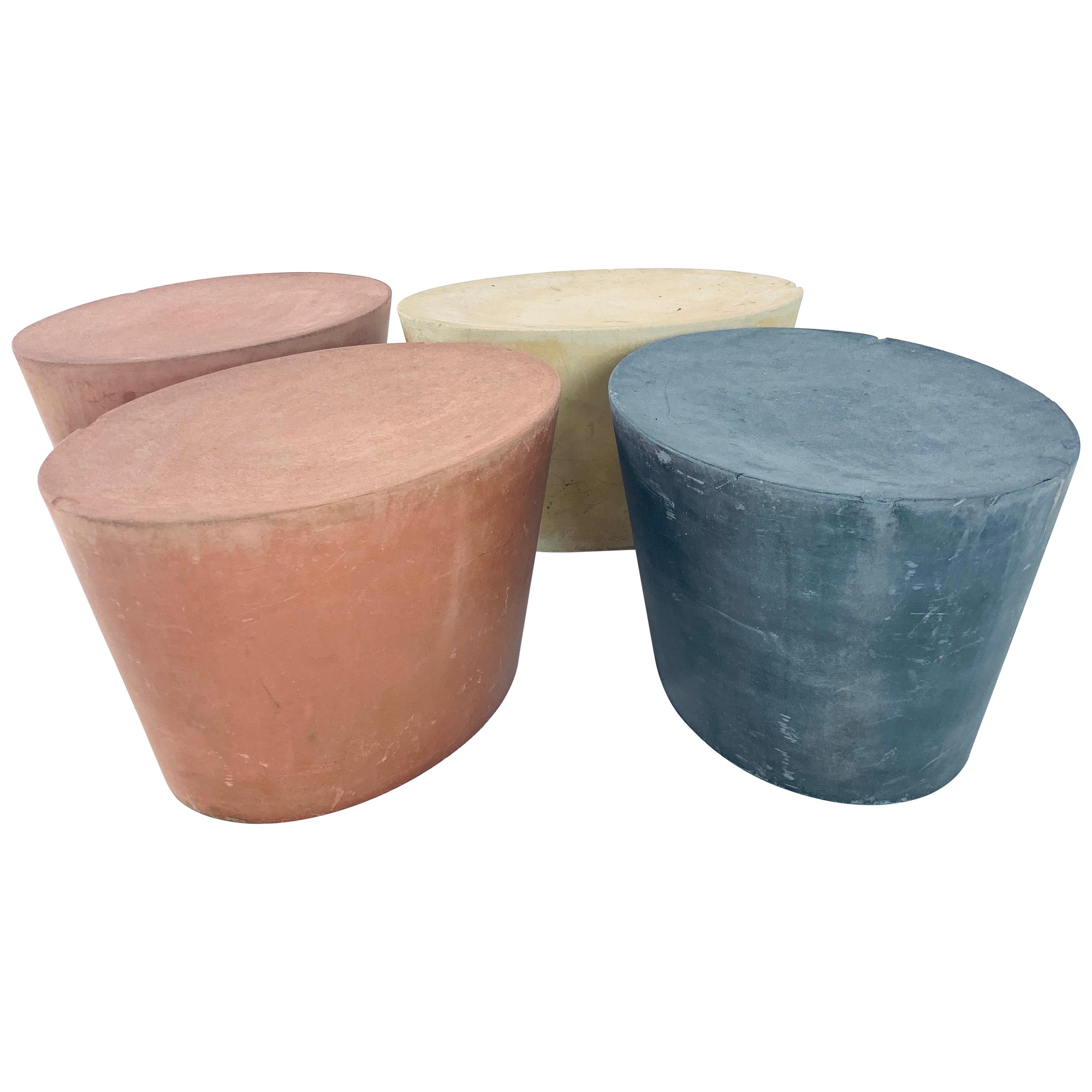 Set 4 Original & Rare Maya Lin for Knoll Studio Concrete Stone Stools All Colors