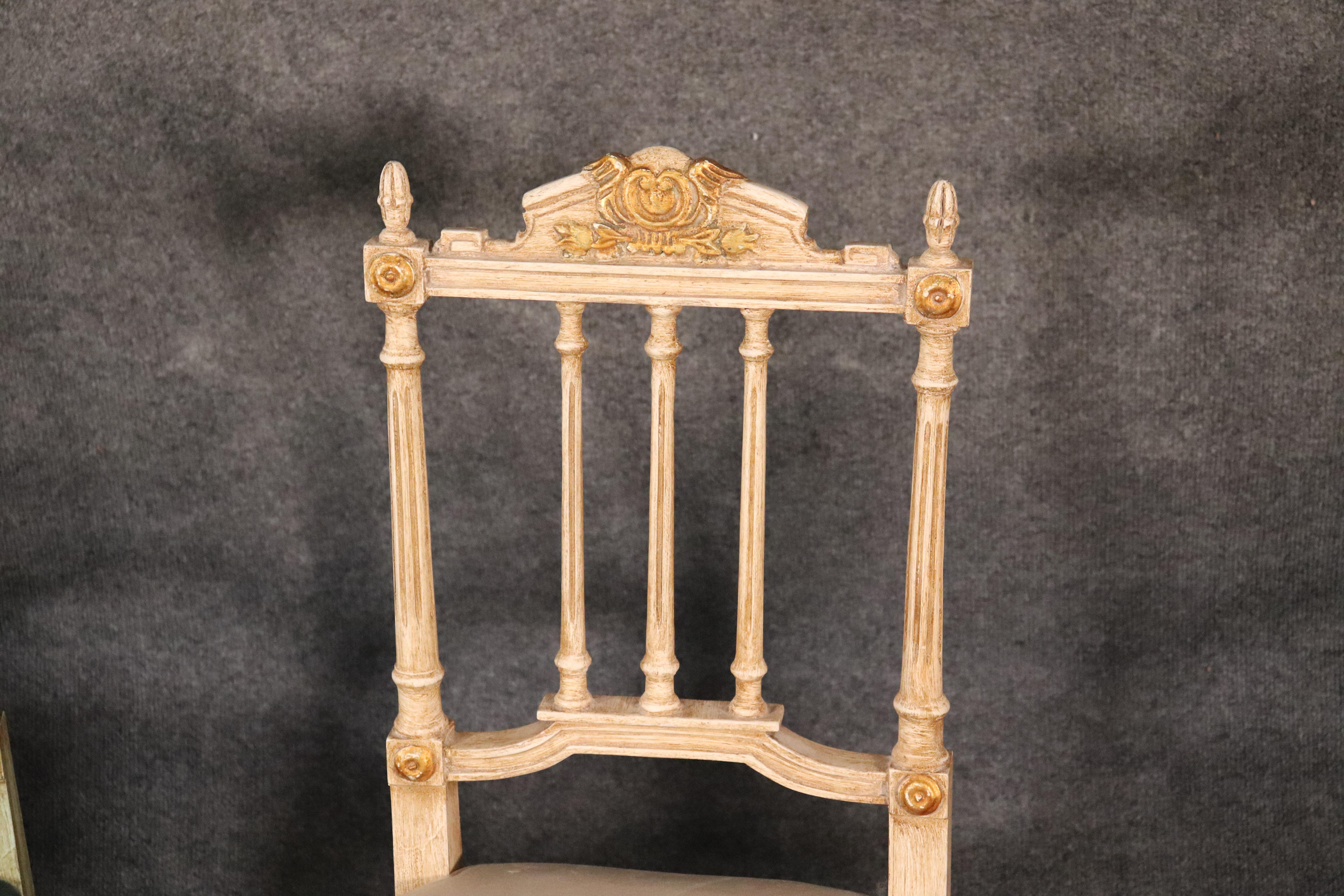 Late 19th Century Set of 4 Painted and Gilded Petite French Louis XV Parlor Vanity Chairs