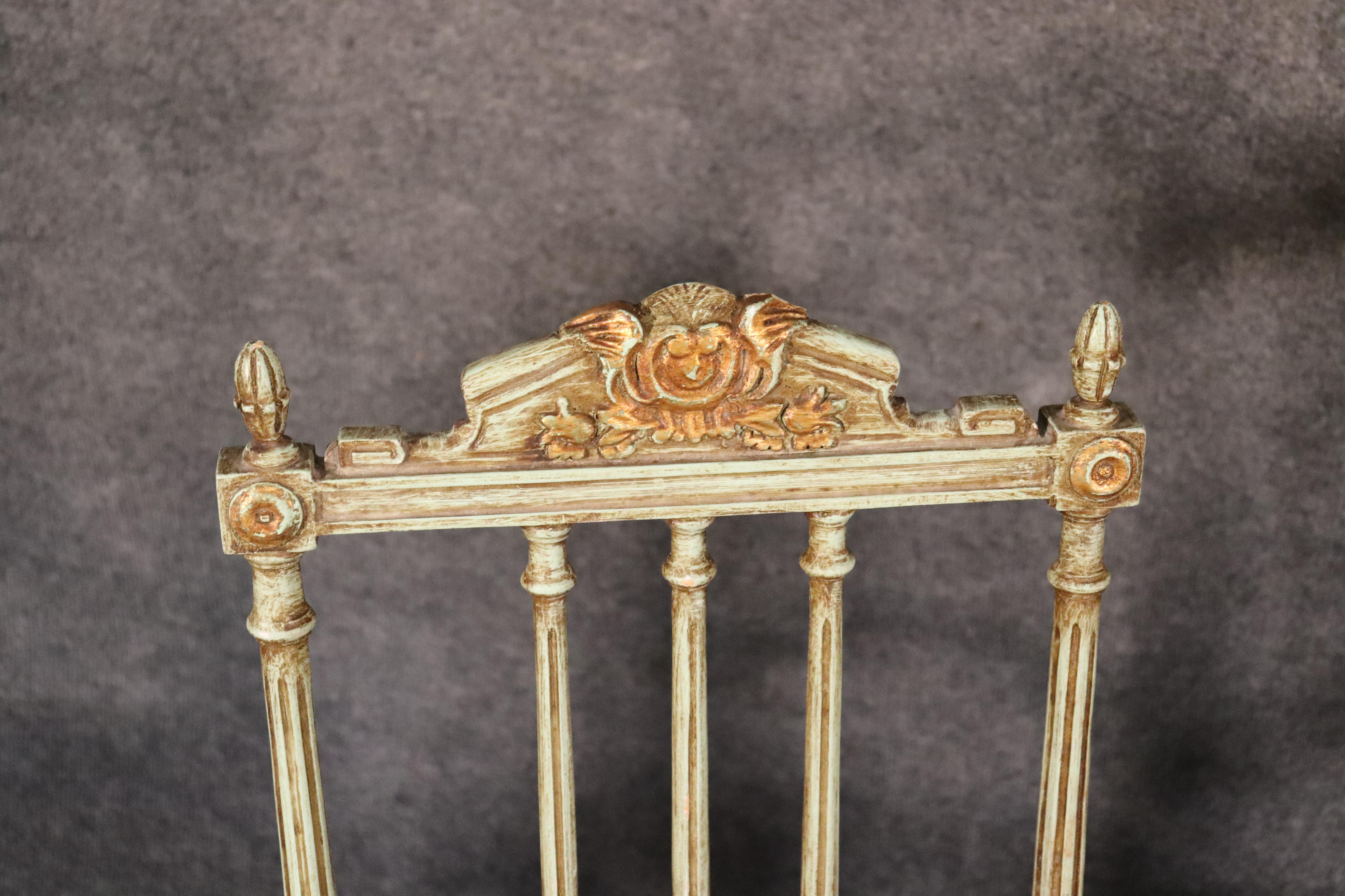 Set of 4 Painted and Gilded Petite French Louis XV Parlor Vanity Chairs 3