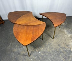Set 4 Peter Hvidt "PINWHEEL" Teak and Brass Model 523 Tables.. Early Examples