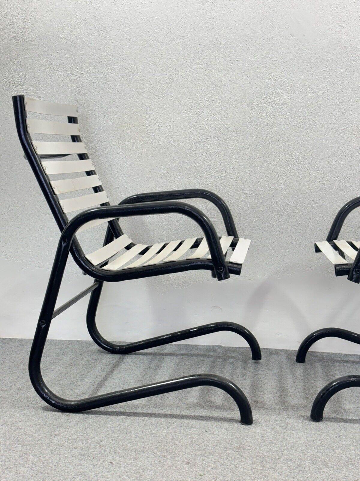 Metal Set 4 Postmodern Garden Armchairs Modern Design 1980's For Sale