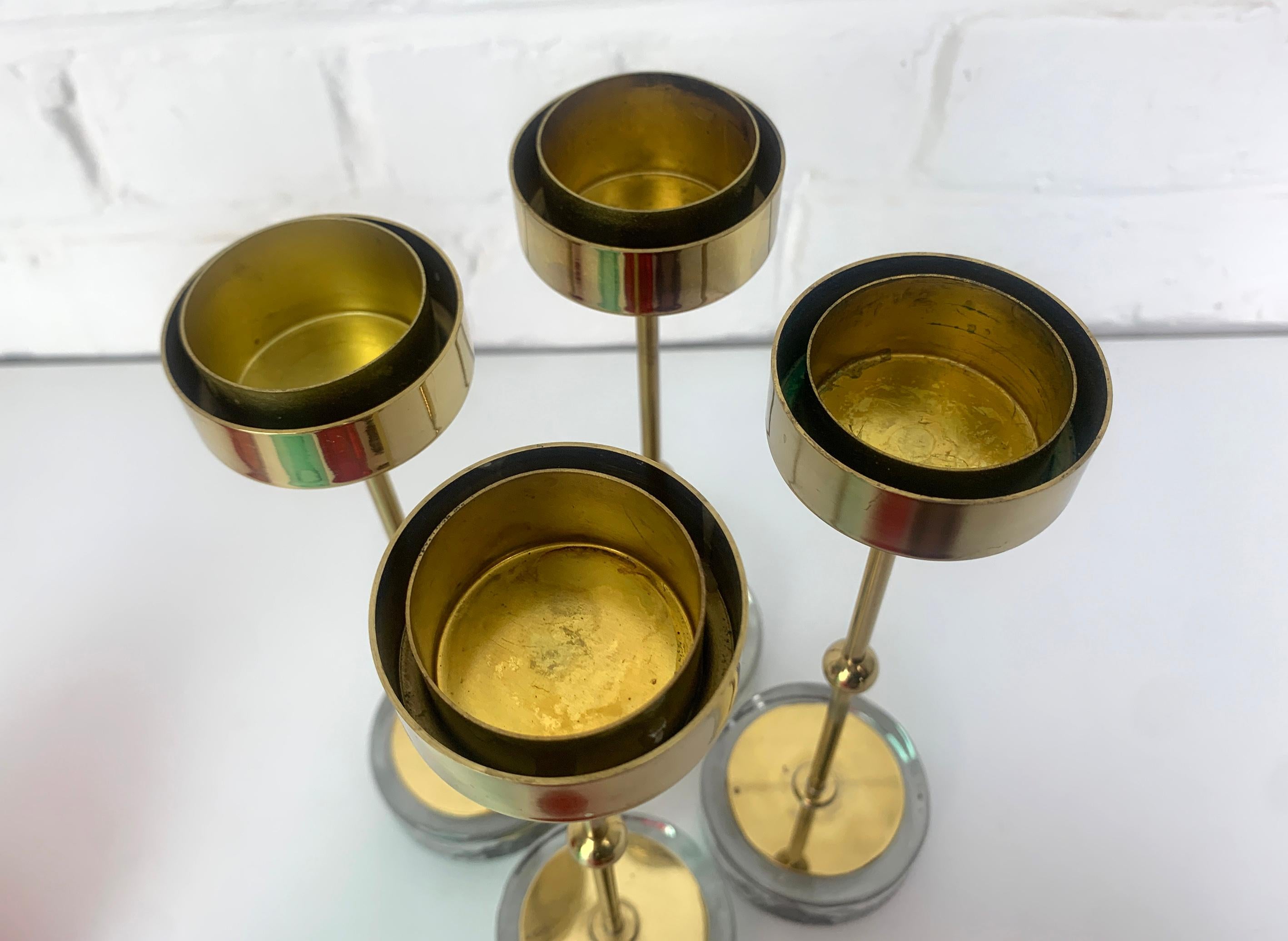 Set 4 Scandinavian Modern Candle Holders Brass Gunnar Ander Ystad Metall Sweden For Sale 9