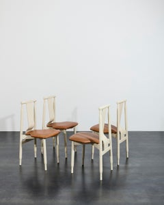 Set 4 cream "Lierna" chairs, Achille and Piergiacomo Castiglioni, Gavina, 1959