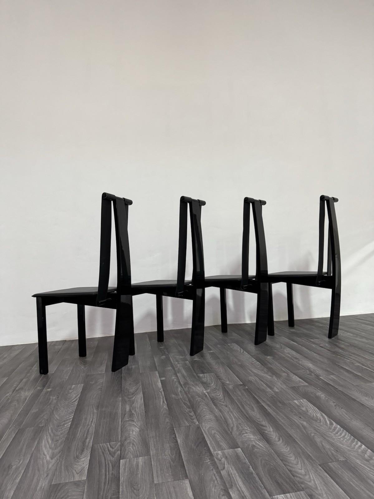 Fin du 20e siècle Set 4 Sedie Da Pranzo Postmoderne Design Anni ‘80 Modernariato en vente