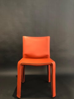 Ensemble de 4 chaises en cuir cab 412 Mario Bellini conçues pour Cassina