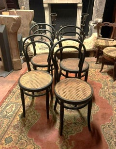 set 4 bentwood and Vienna straw chairs, J. & J. Khon brand, austria