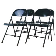 Set 4 sedie pieghevoli ferro (verniciato verde) stile industriale - Midcentury