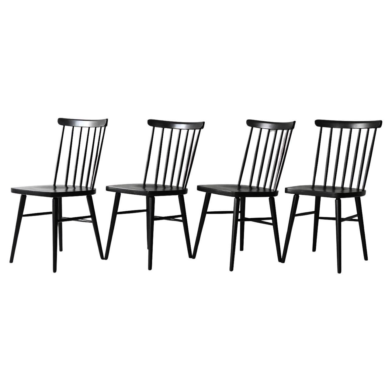 Juego de 4 sillas Pinstol vintage negras