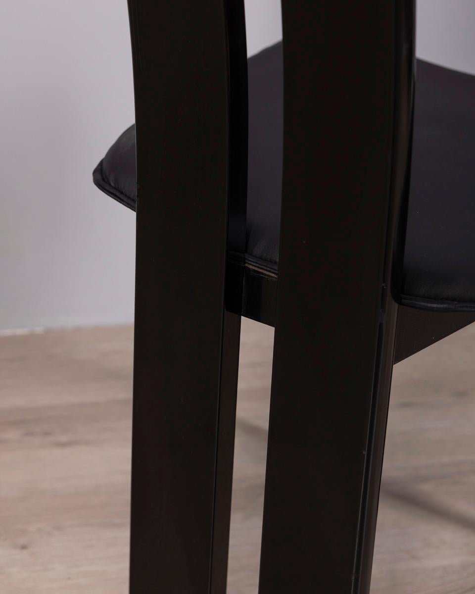 Set 4 sedie vintage anni 70 in legno e pelle design Pietro Costantini per Ello im Angebot 3