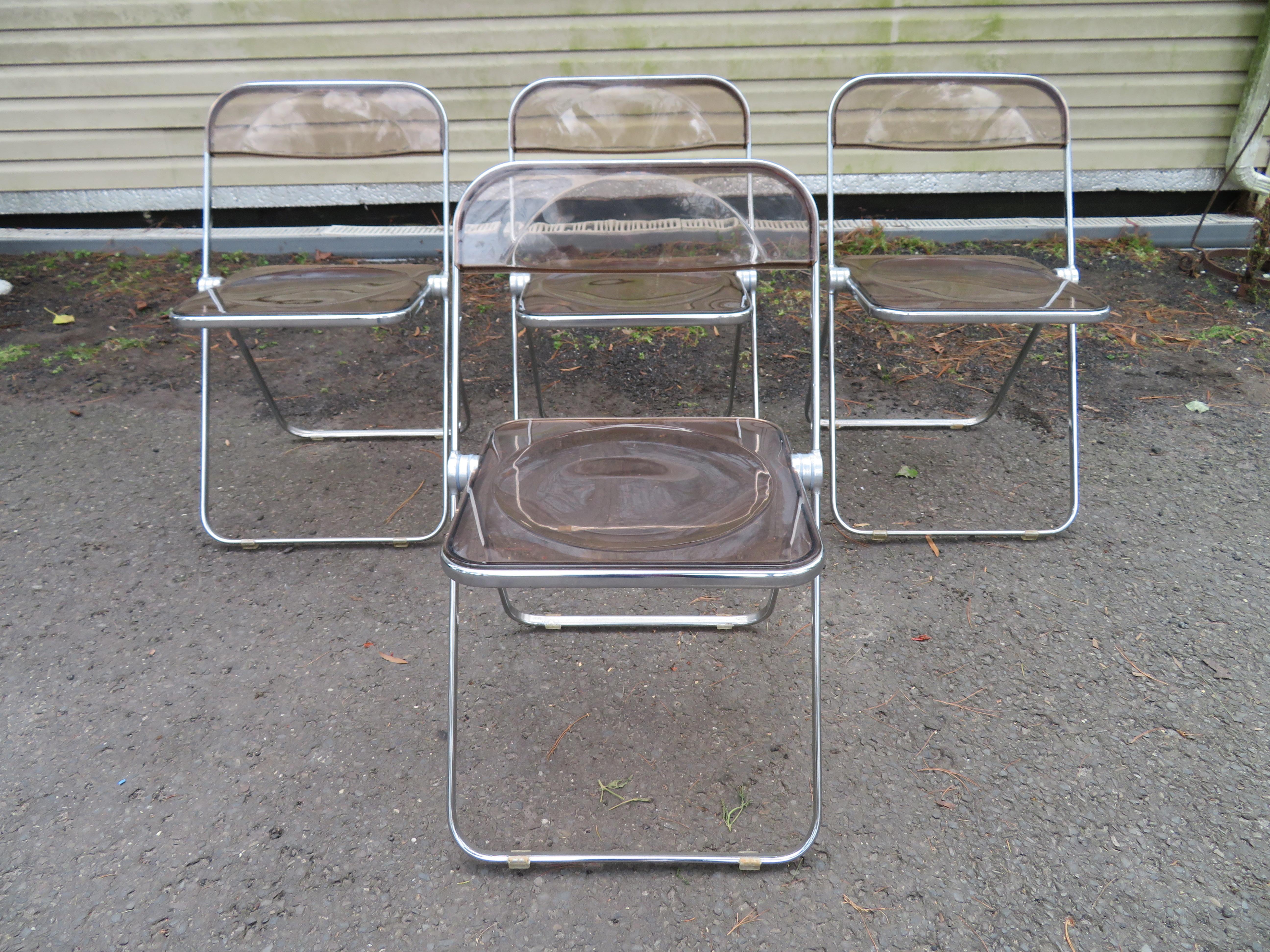 Set 4 Smoked Lucite Folding Chairs, Italy, 1960s, Castelli Mid-Century Modern For Sale 8