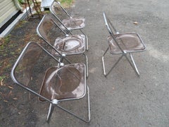 Set 4 Smoked Lucite Folding Chairs, Italy, 1960s, Castelli Mid-Century Modern