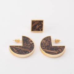 Set 4, Sol Earrings & Terra Lapel Pin in Gold Plated Brass by VIKA TONU x MATTER