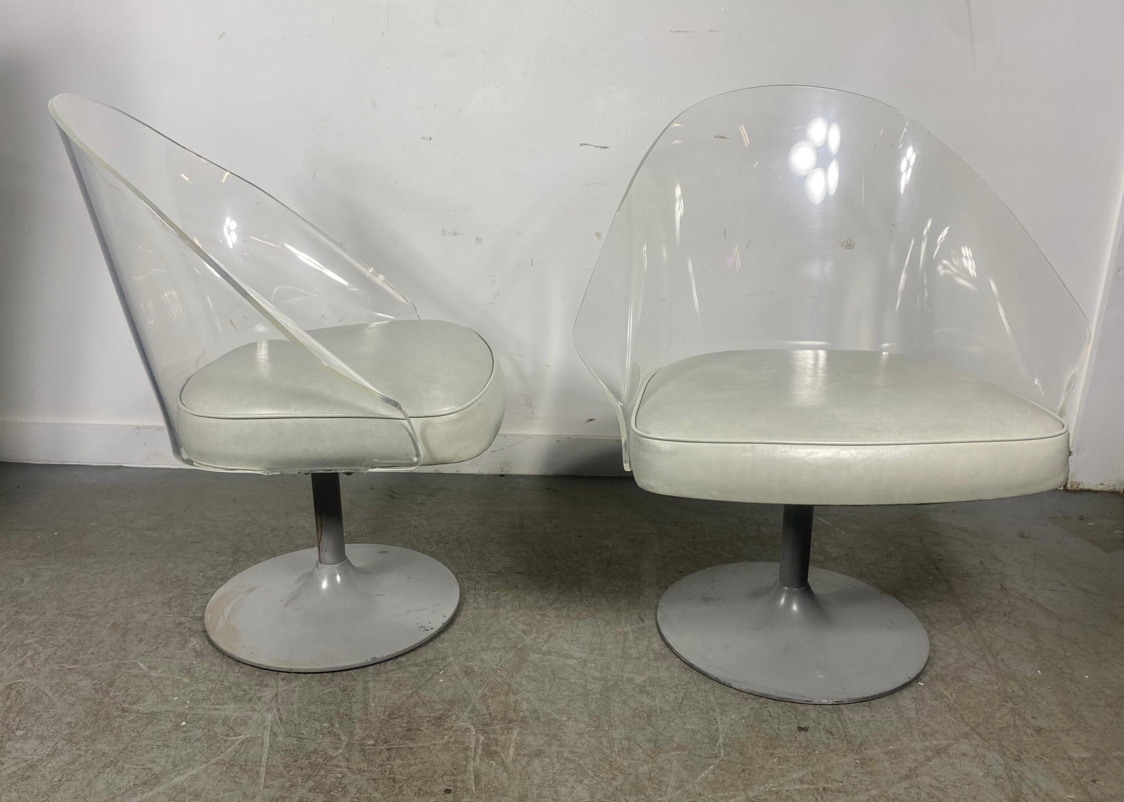 Set 4 Space Age Lucite Swivel Dining / Lounge Chairs , manner of Laverne For Sale 10