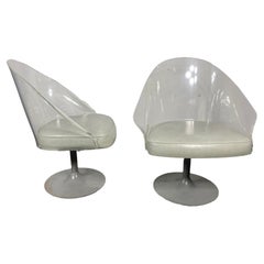 Retro Set 4 Space Age Lucite Swivel Dining / Lounge Chairs , manner of Laverne