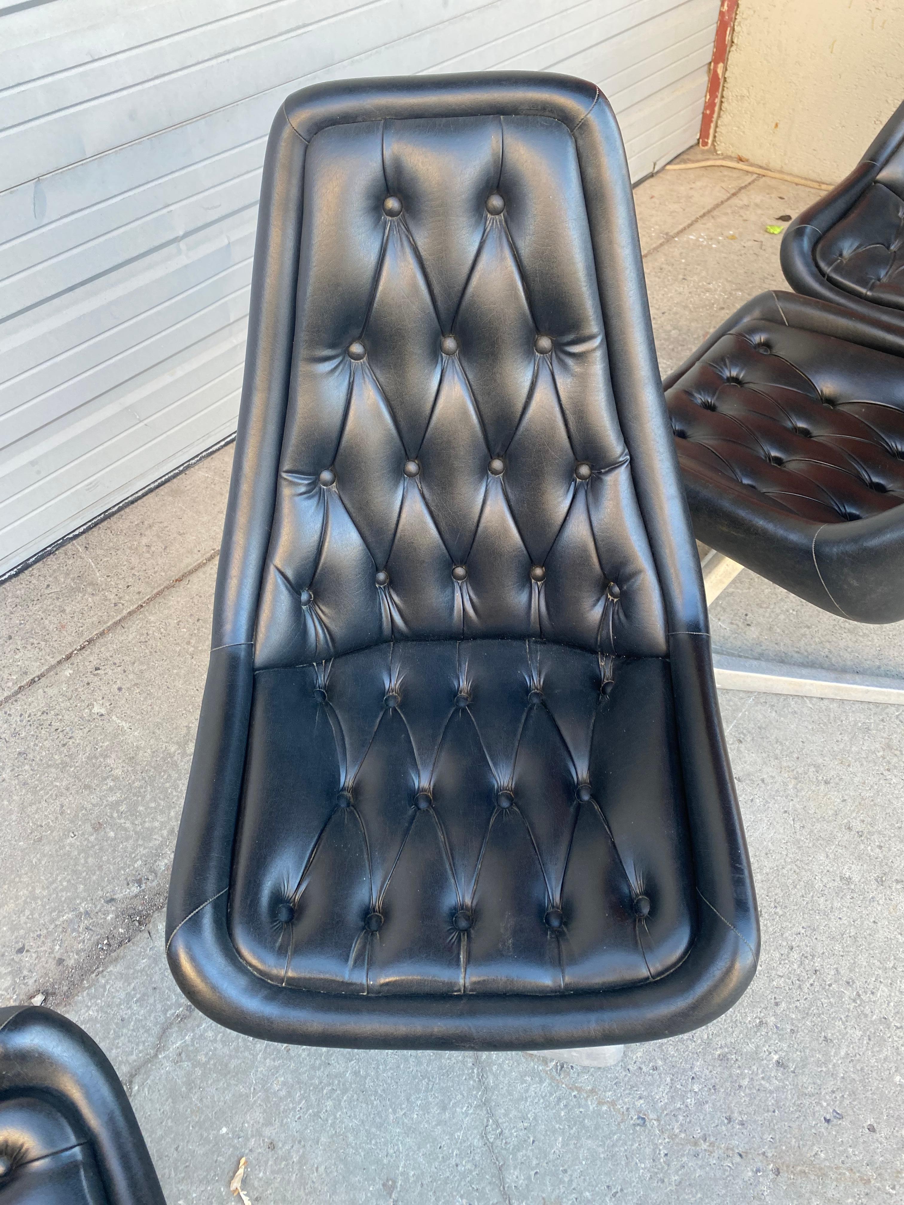 Mid-Century Modern Set 4 Star Trek Chromcraft Sculpta Unicorn Chair V-Shaped Base