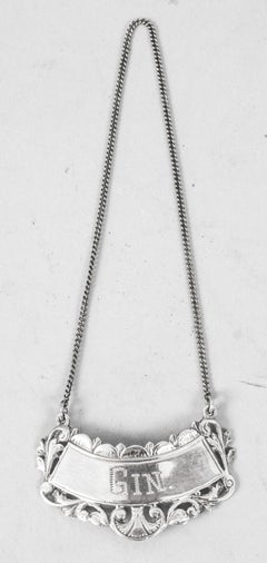 Set of 4 Sterling Silver Drink Labels Whisky, Gin, Brandy Dry Sherry