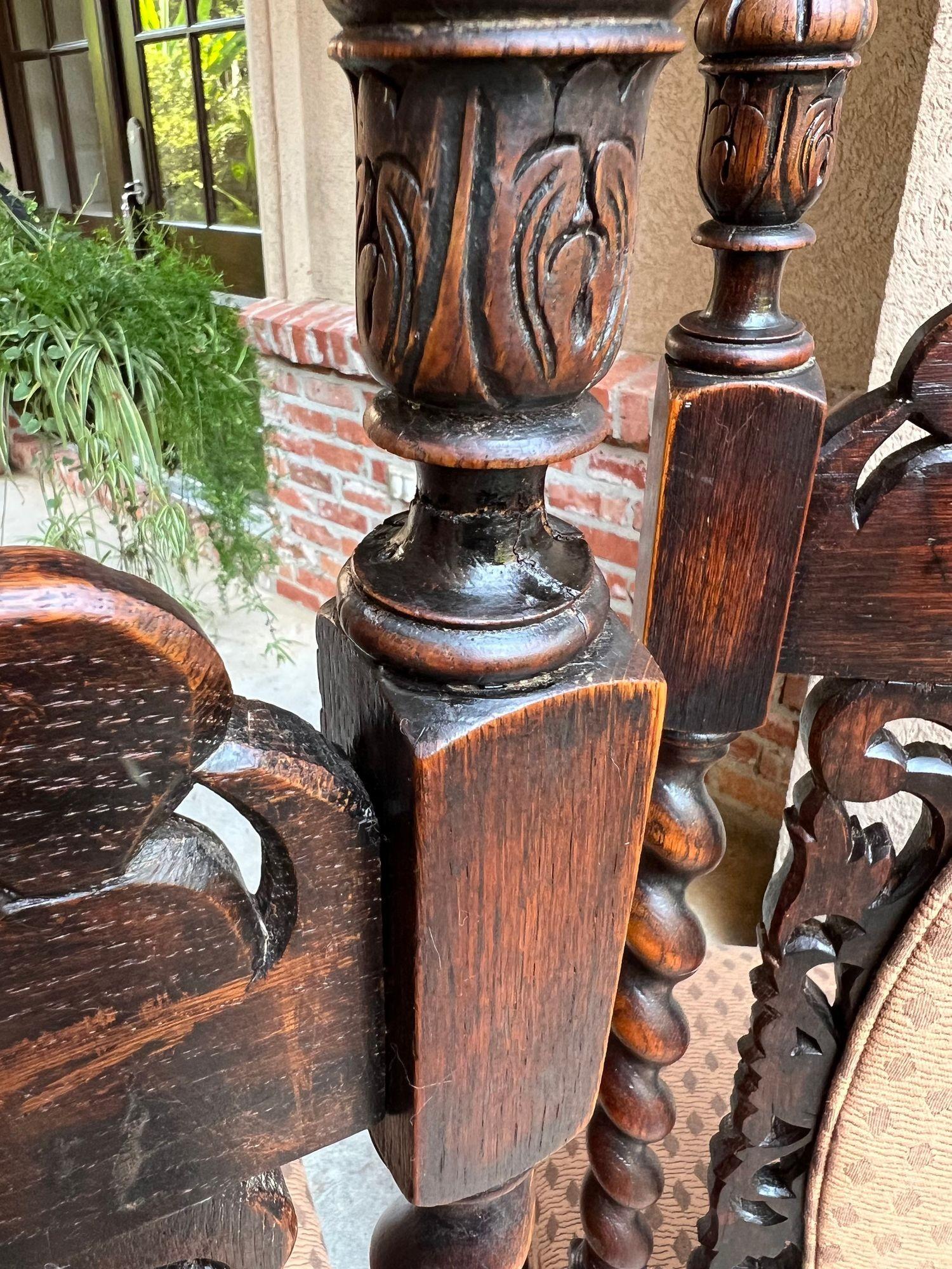 Juego 4 ALTAS Silla de Comedor Antigua Francesa Barley Twist Renacimiento Roble Tallado 1890 en venta 12