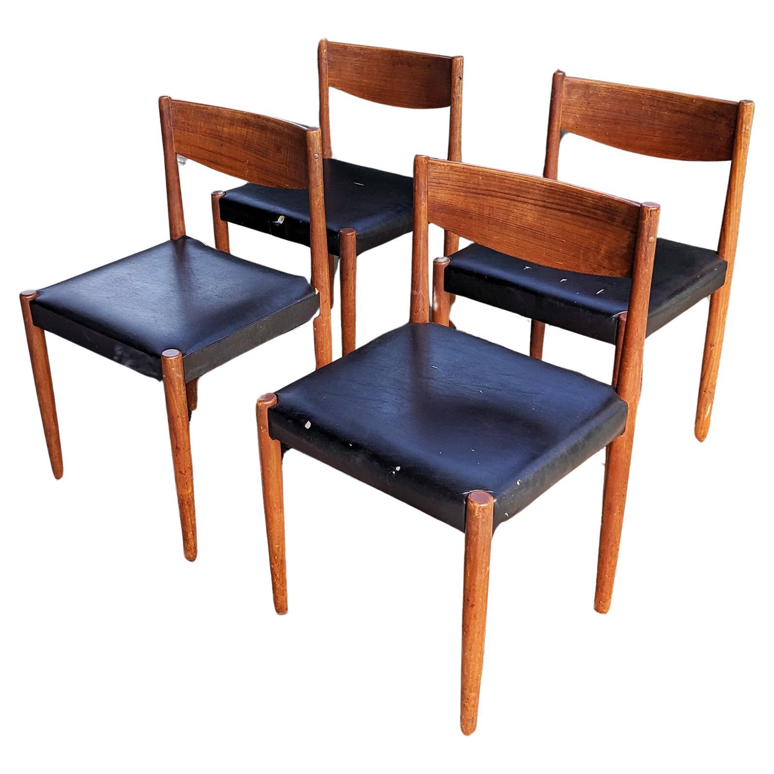 Set 4 Teak Danish Dining Chairs by Poul Volther Frem Røjle Mid Century Vintage