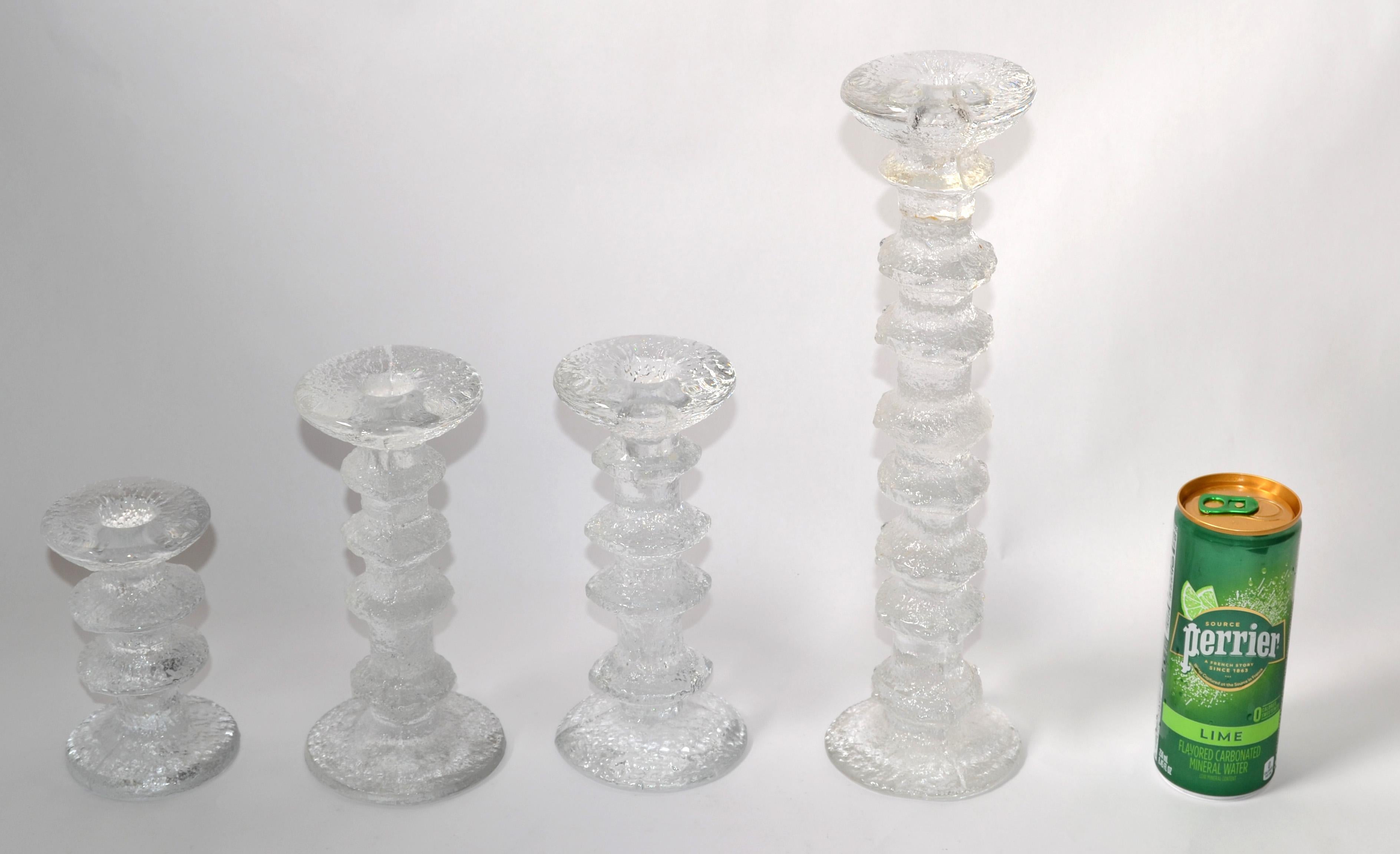 Art Glass Set 4 Timo Sarpaneva Festivo Candlesticks Iittala Finland Scandinavian Modern For Sale