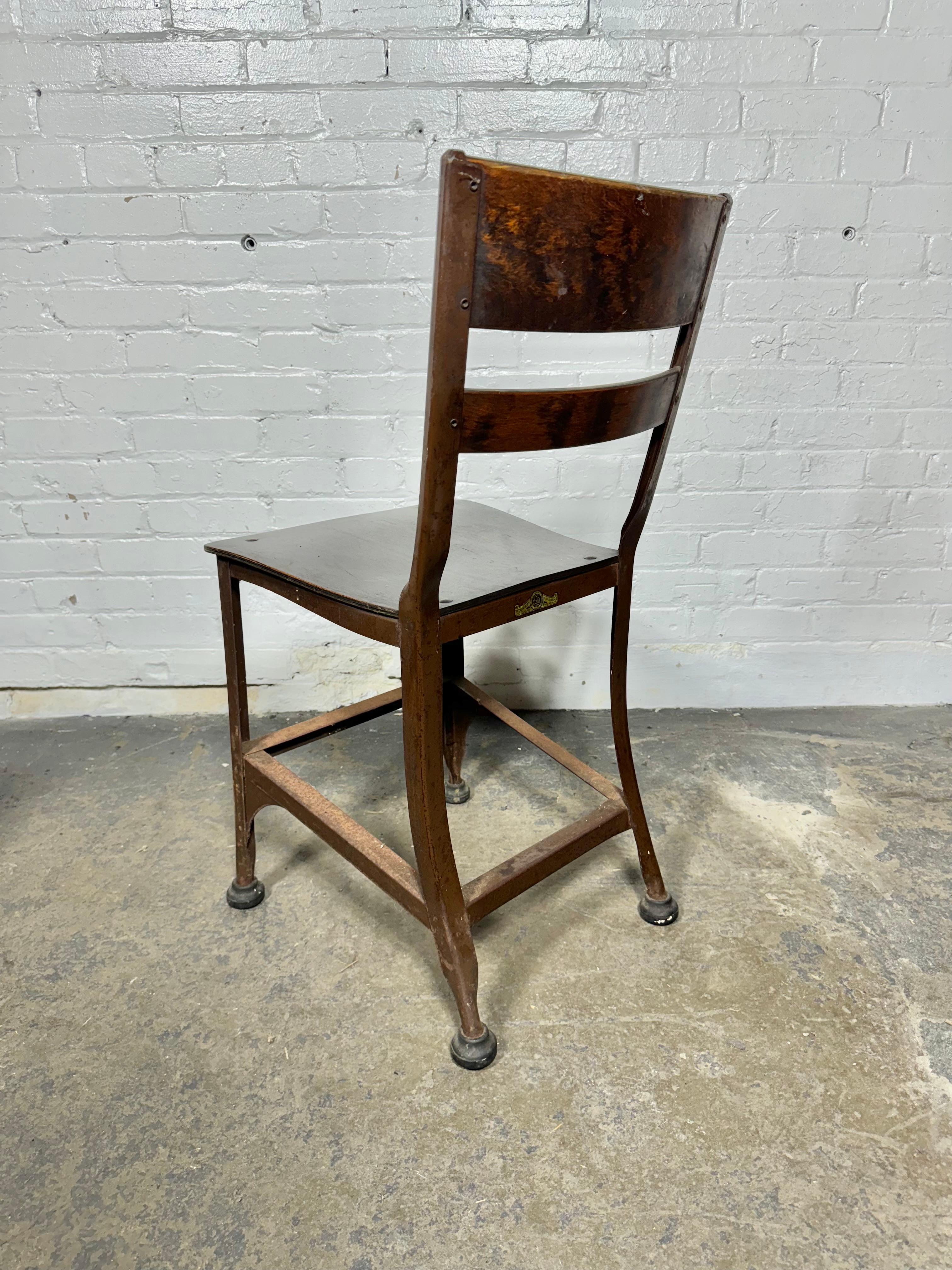 Set 4 TOLEDO Plywood and Steel Industrial Dining Chairs / c.1940S For Sale 1