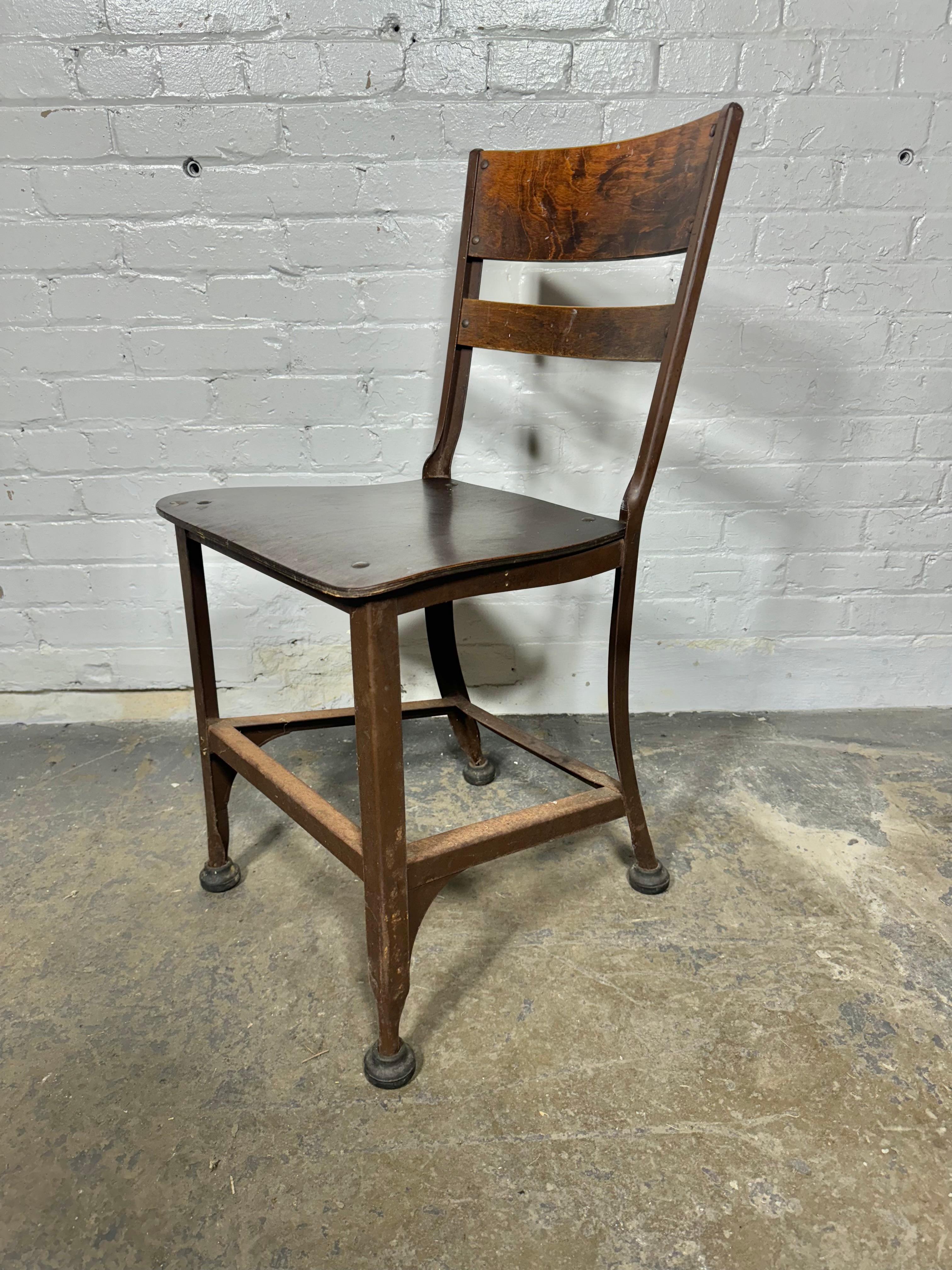 Set 4 TOLEDO Plywood and Steel Industrial Dining Chairs / c.1940S For Sale 2