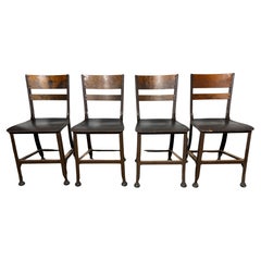Set 4 TOLEDO Plywood and Steel Industrial Dining Chairs / c.1940S