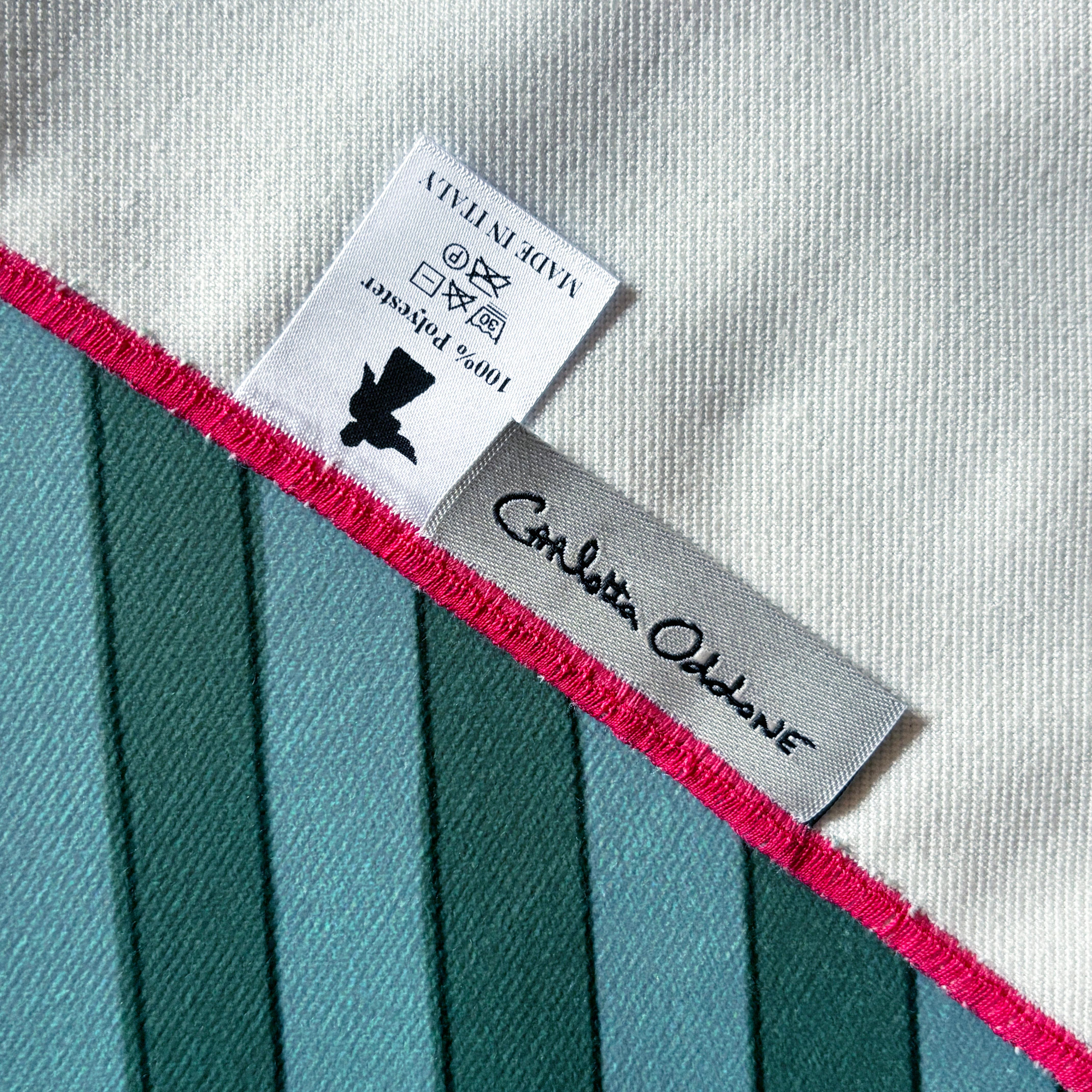 Velours Set 4 tovagliette americane in velluto di poliestere a righe azzurre e verdi en vente