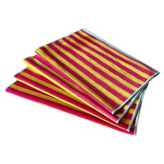 Set 4  tovagliette americane in velluto di poliestere a righe gialle e fucsia