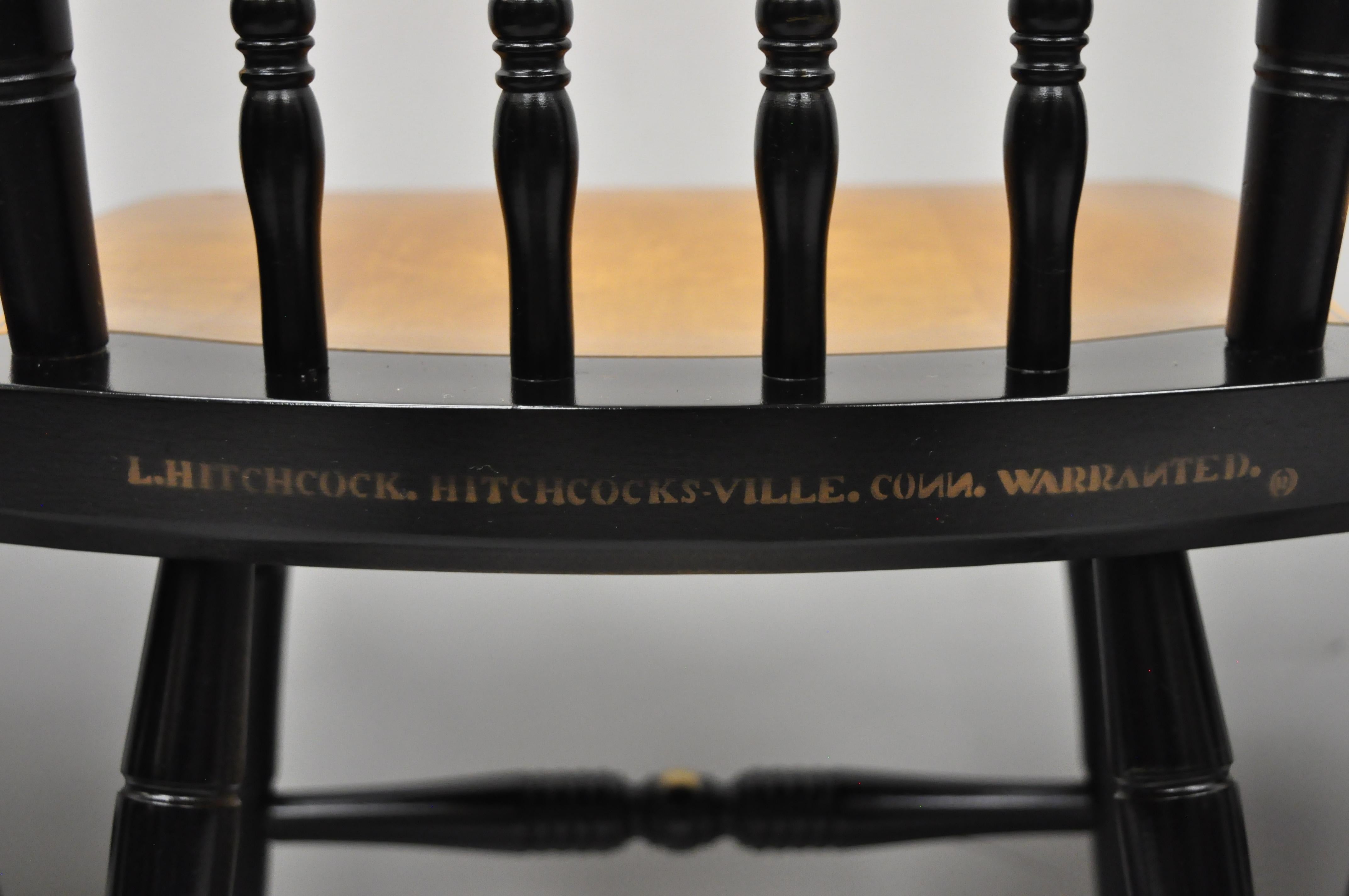 Set of 4 L. Hitchcock Gold Eagle Stencilled Painted Black Maple Dining Chair 1