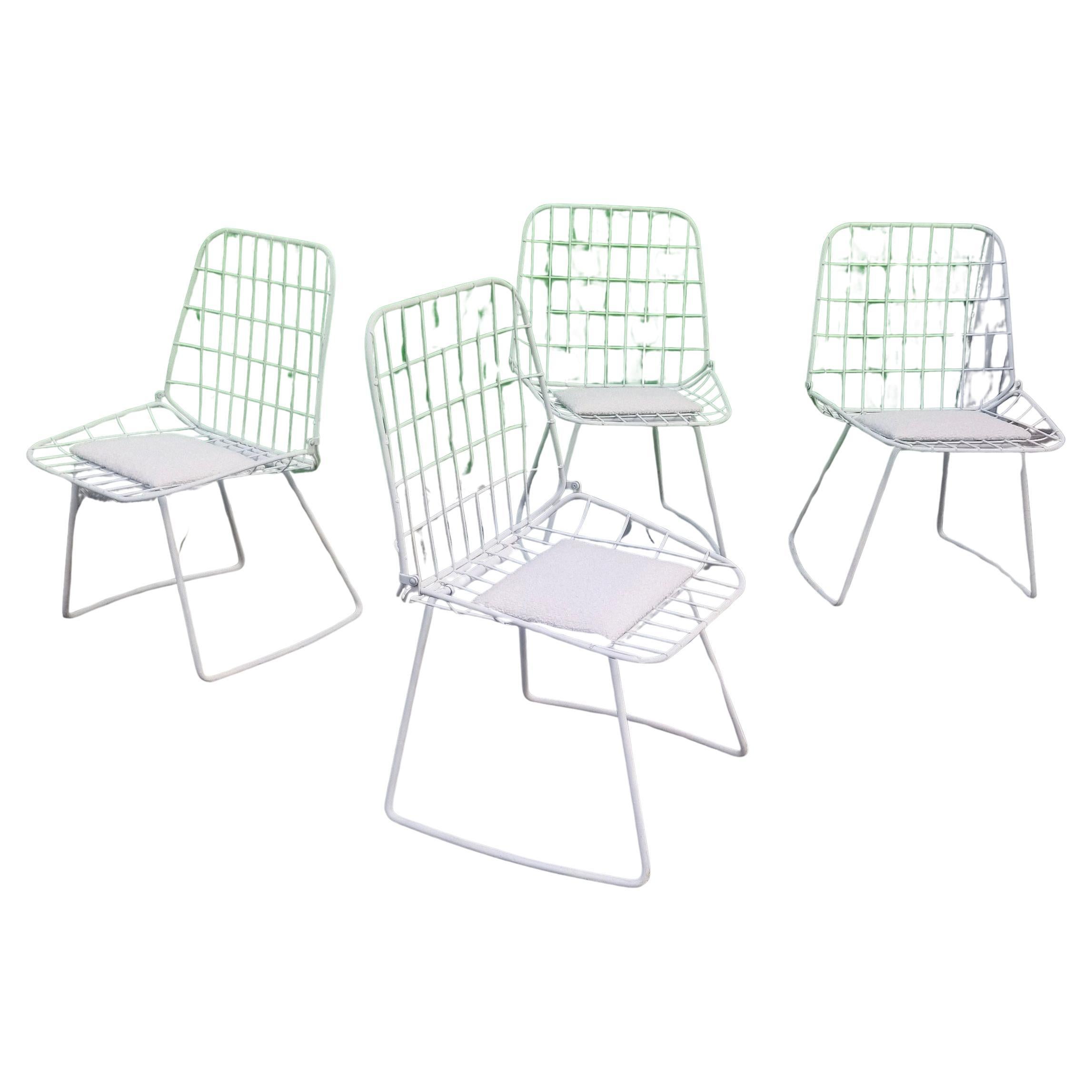 Set 4 sedie bianche in stile Bertoia in vendita