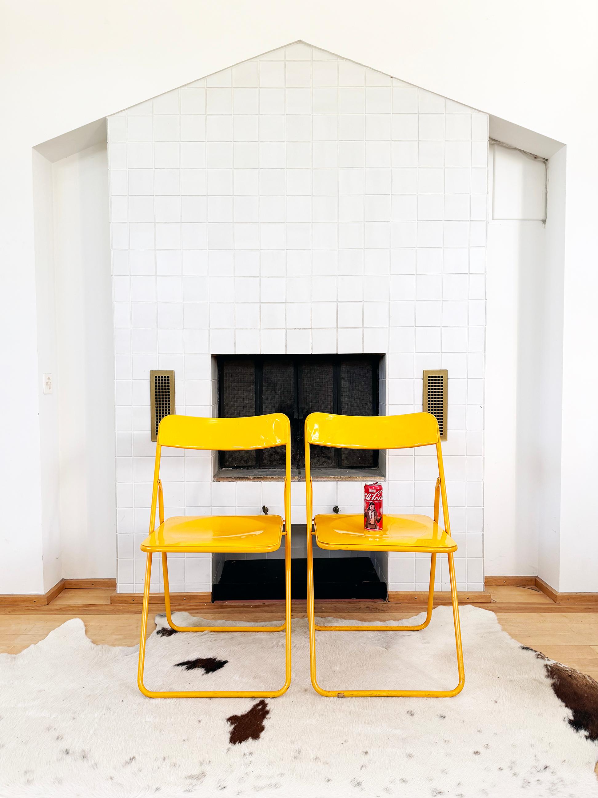 Set - 4 Yellow Swedish Postmodern 80s Vintage Nils Gammelgaard Ikea 