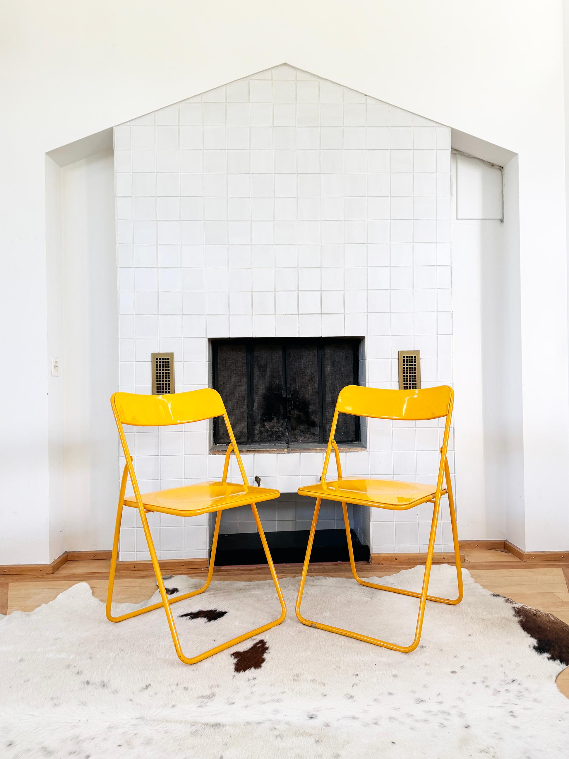 Late 20th Century Set - 4 Yellow Swedish Postmodern 80s Vintage Nils Gammelgaard Ikea 